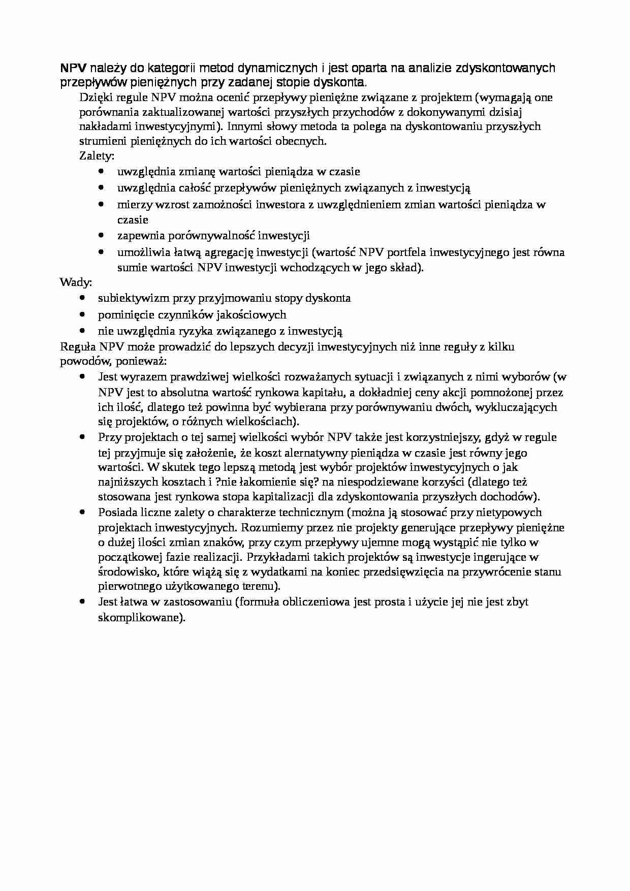 Obrona projektu- NPV - strona 1