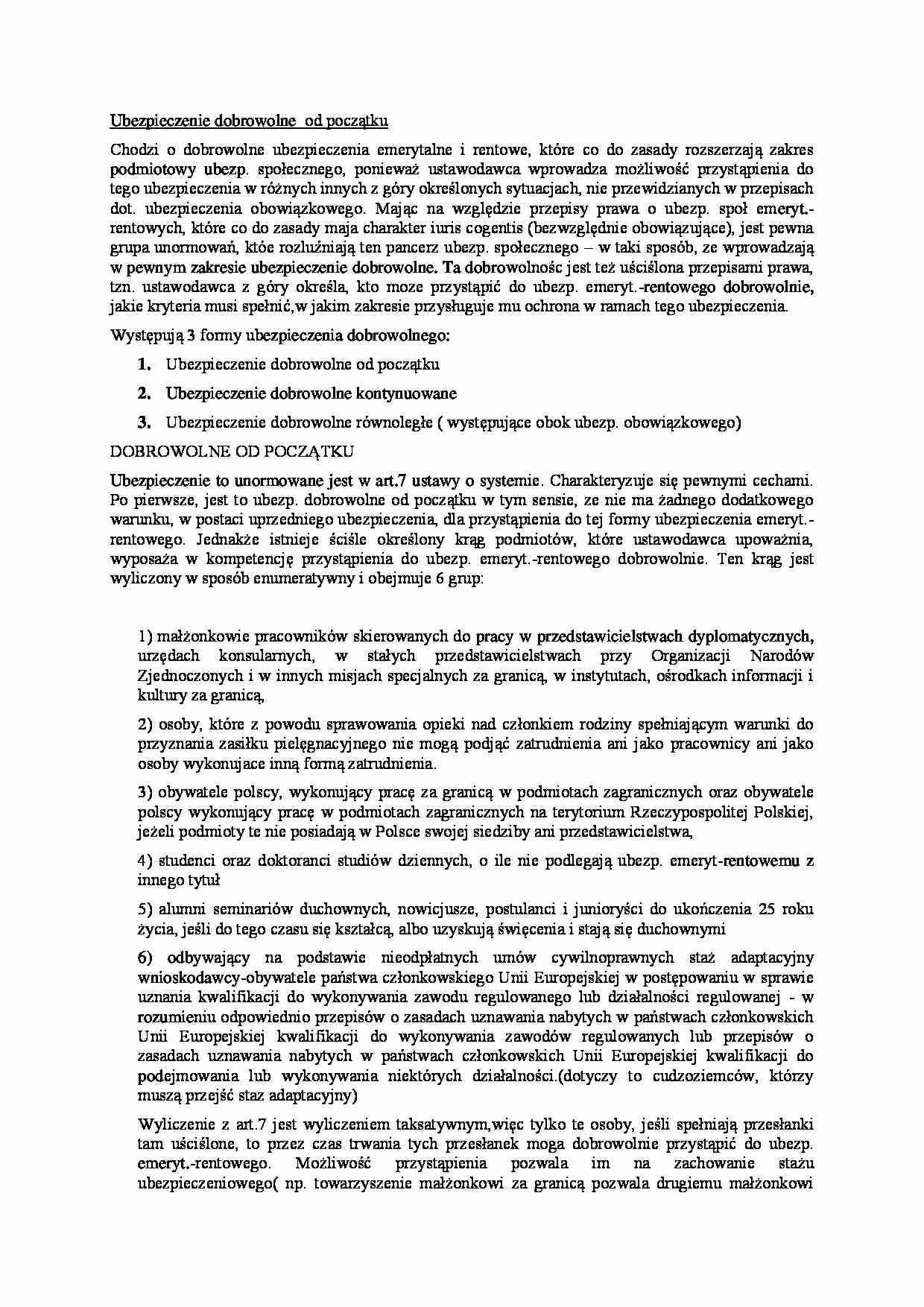 Ubezpieczenie dobrowolne  od początku - strona 1