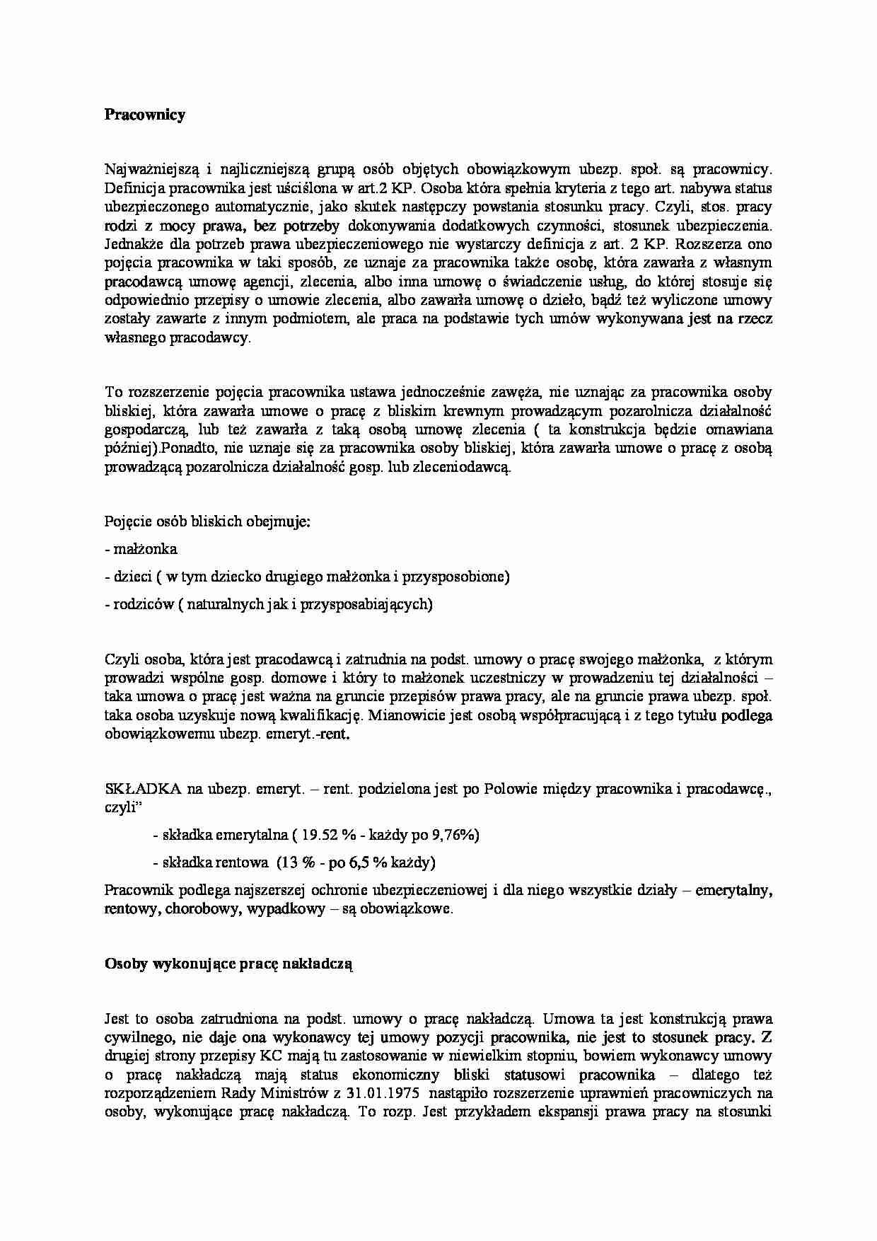 Ubezpieczenie społeczne pracownika - strona 1