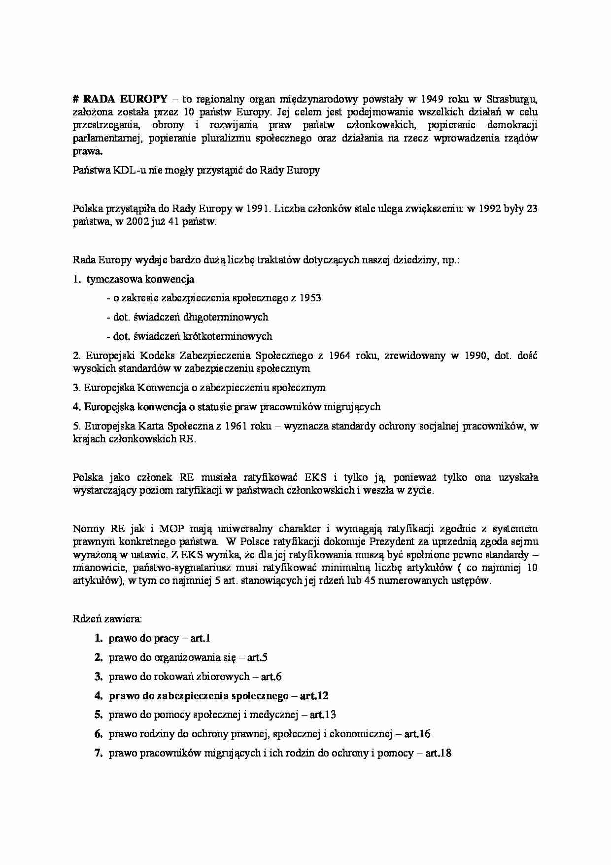 Rada Europy w dziedzinie zabezpieczenia społecznego - strona 1