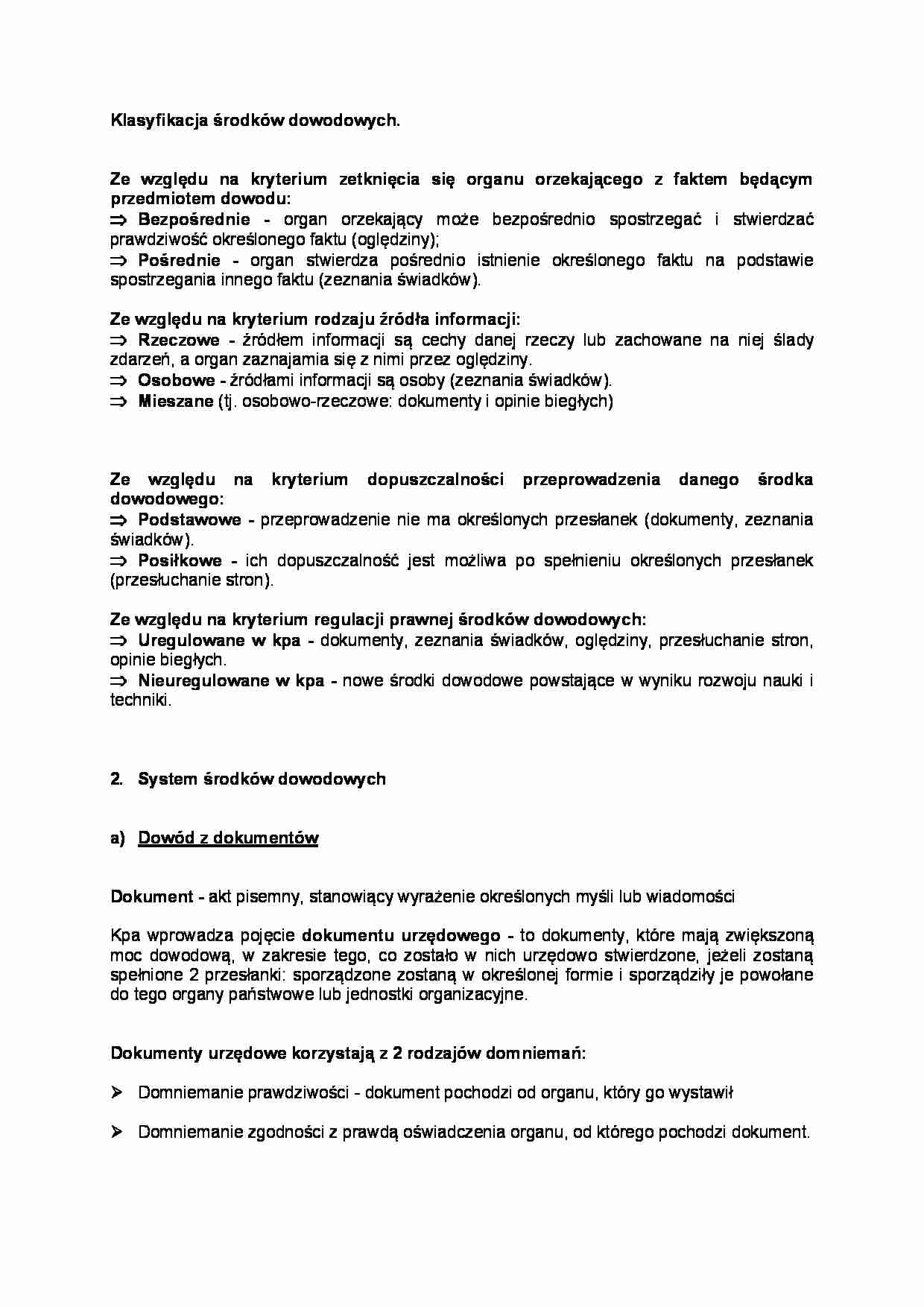 Klasyfikacja środków dowodowych - strona 1