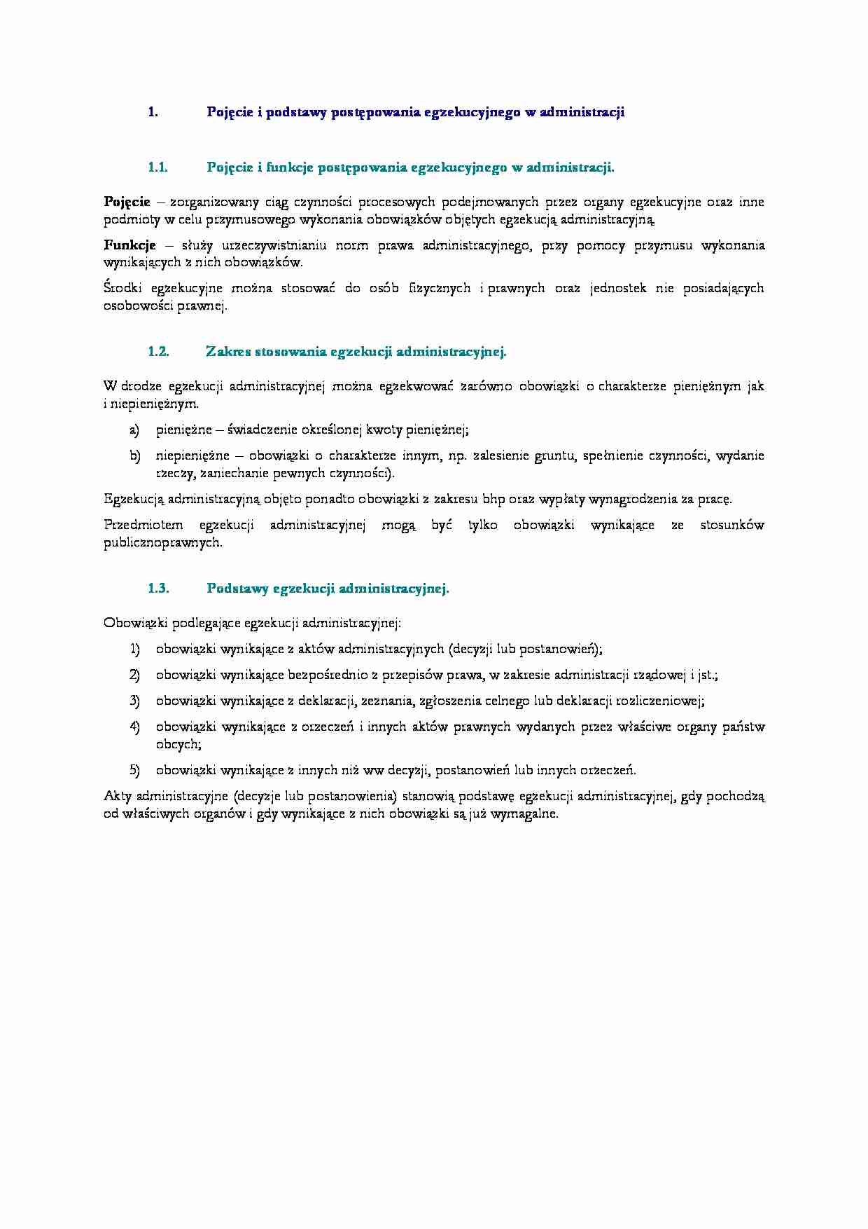 Pojęcie i podstawy postępowania egzekucyjnego w administracji - strona 1