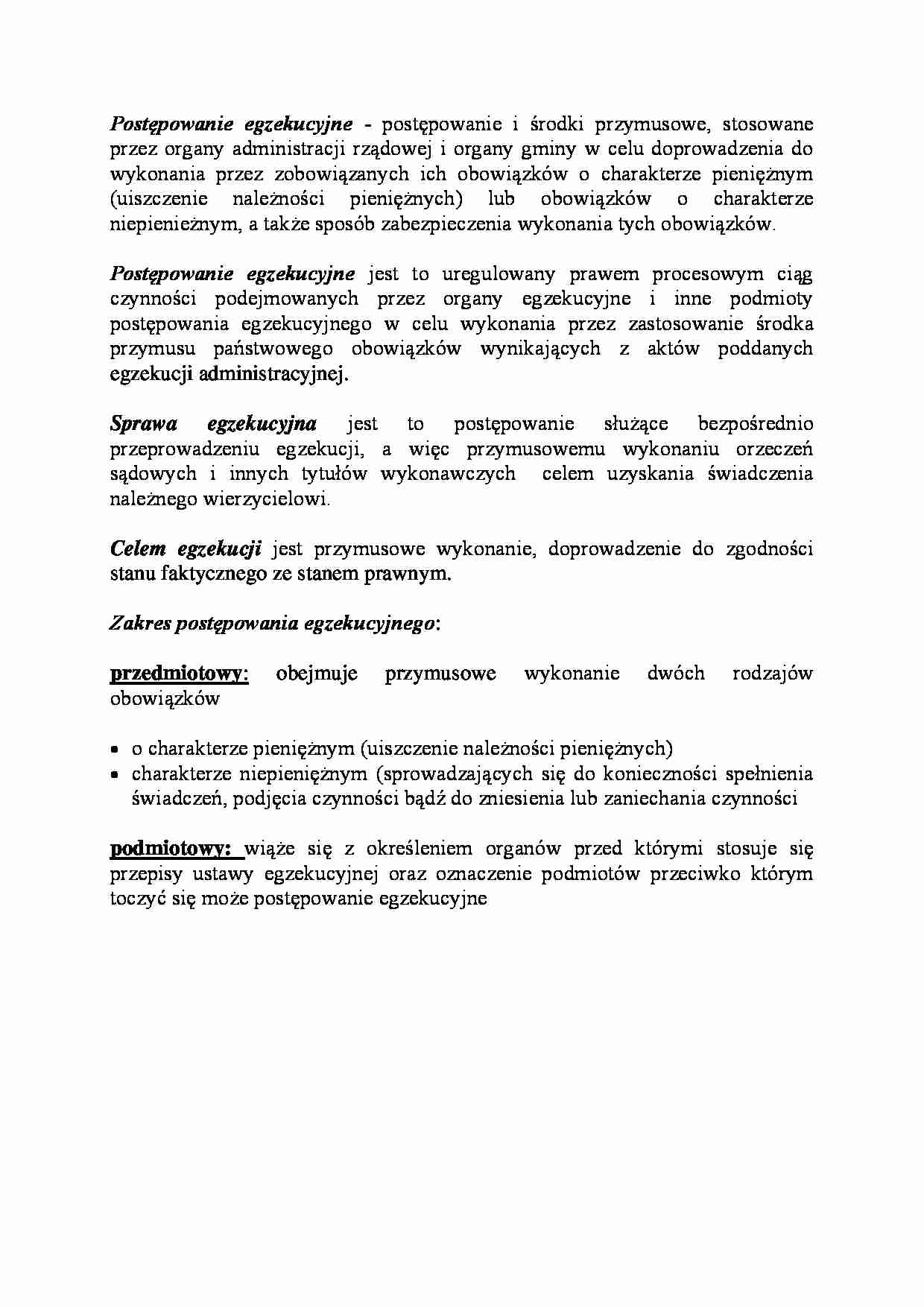 Postępowanie egzekucyjne i jego zakrzes - strona 1