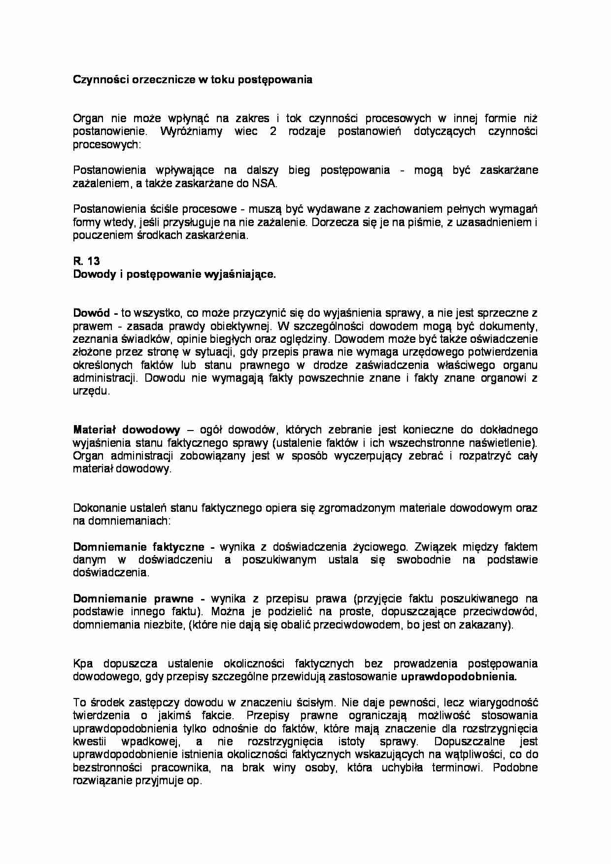 Czynności orzecznicze w toku postępowania - strona 1