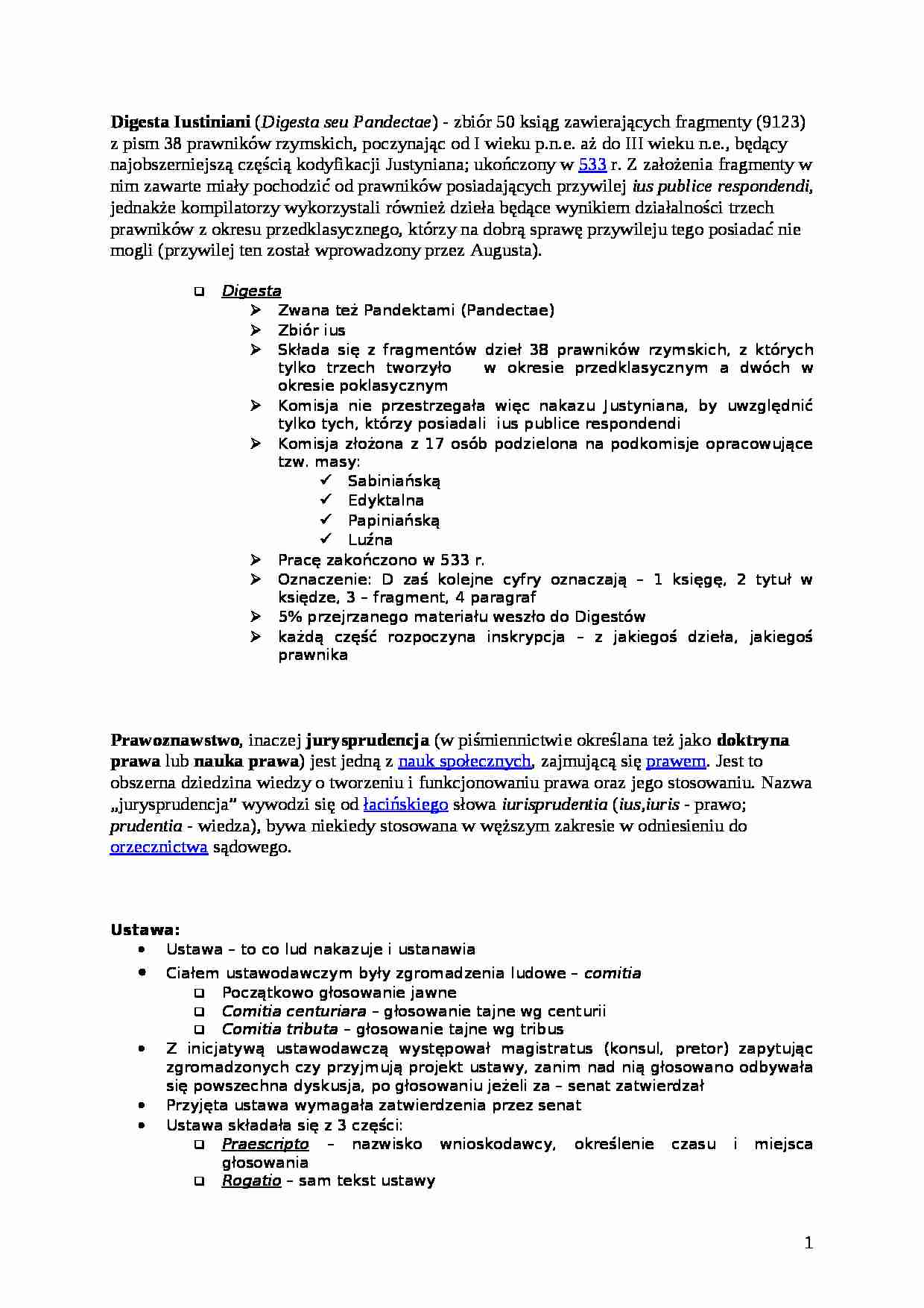 Digesta Iustiniani - Pandekty - strona 1