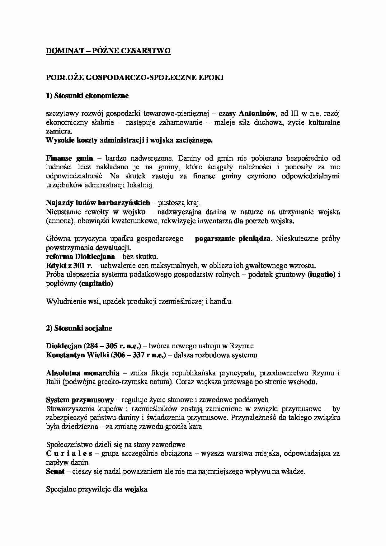 Dominat - późno cesarstwo. - strona 1