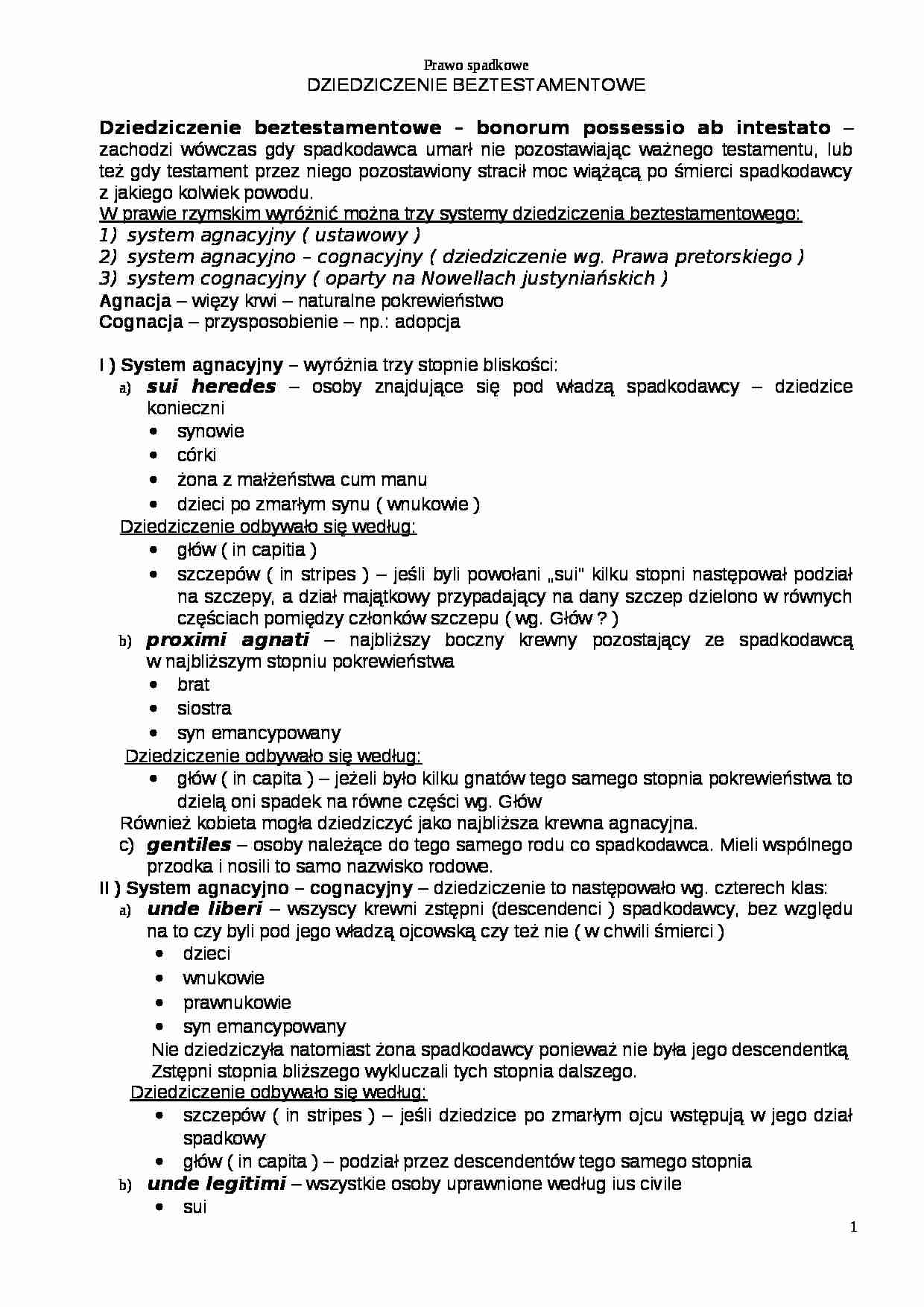 Dziedziczenie beztestamentowe -  System agnacyjny - strona 1