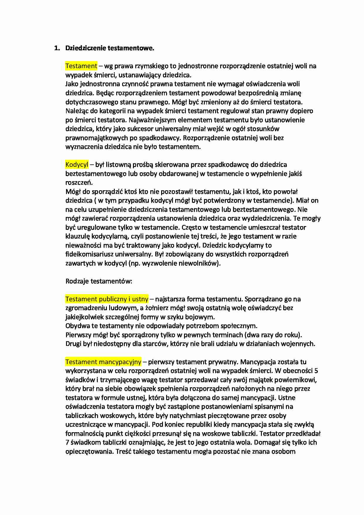 Dziedziczenie testamentowe. - strona 1