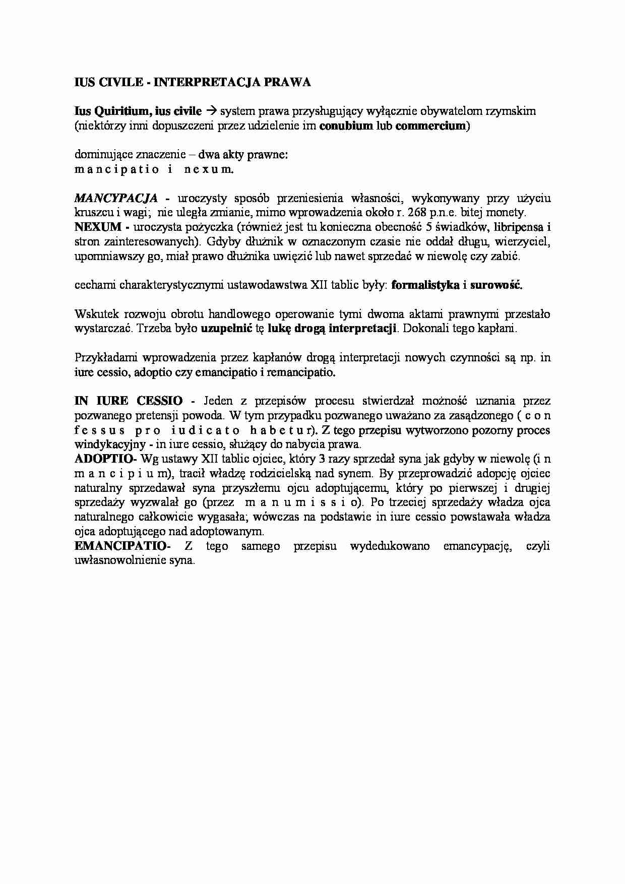 Ius civile - interpretacja prawa. - strona 1