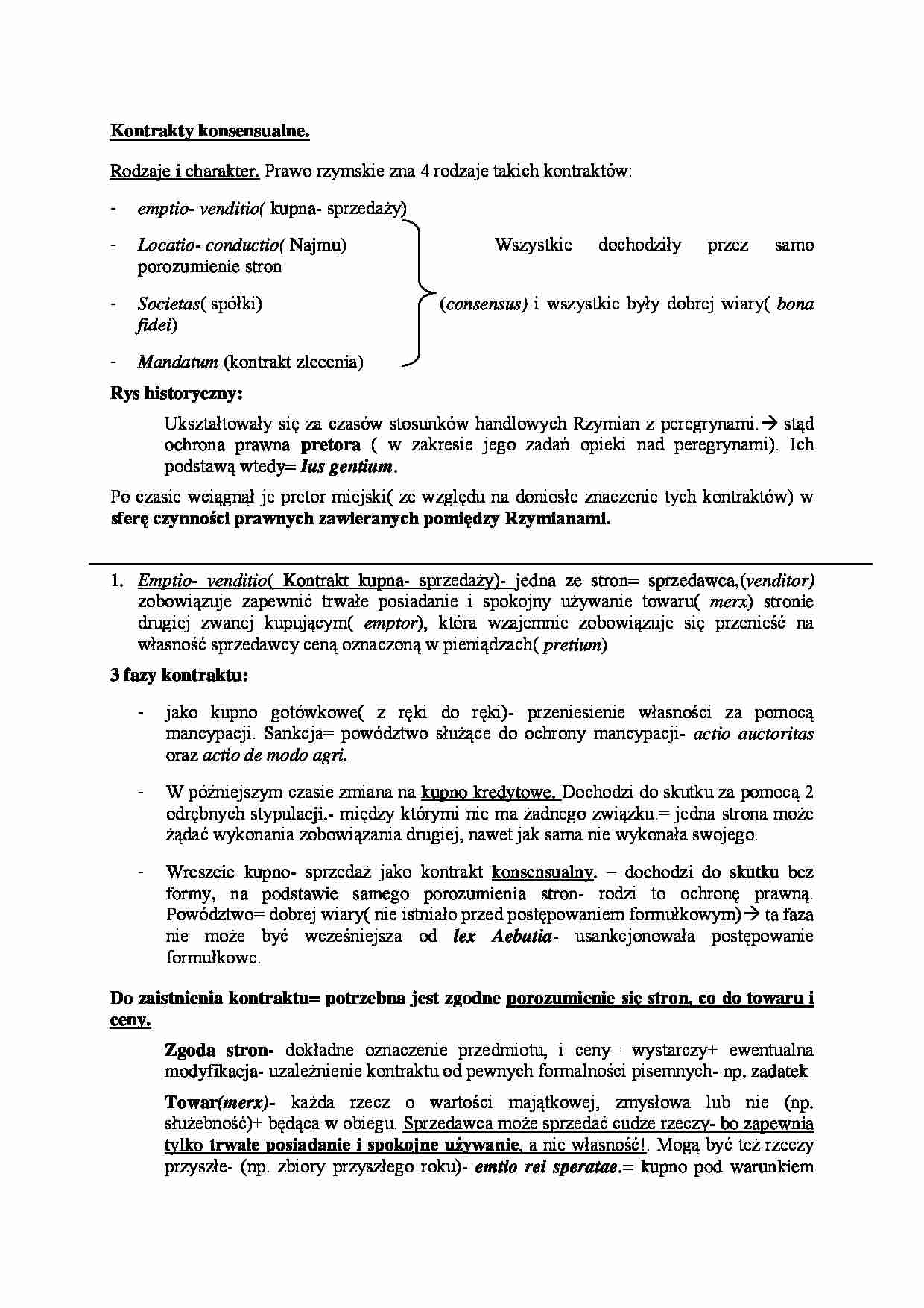 Kontrakty konsensualne. - strona 1