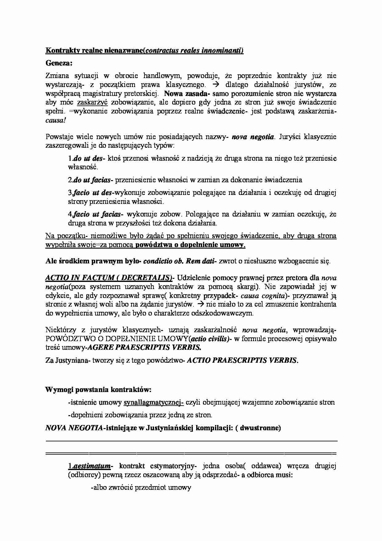 Kontrakty realne nienazwane. - strona 1