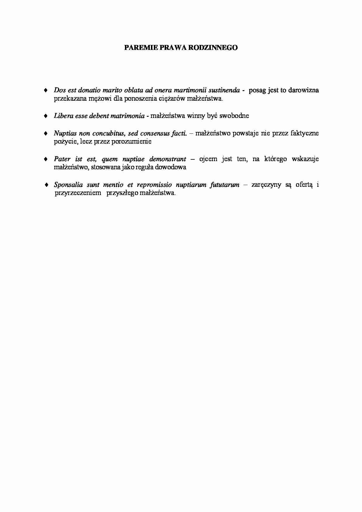 Paremie prawa rodzinnego. - strona 1