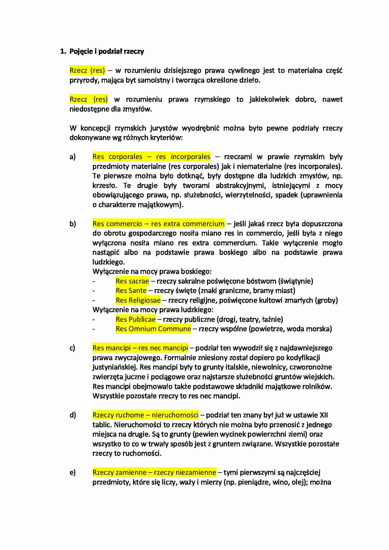 Pojęcie i podział rzeczy. - strona 1