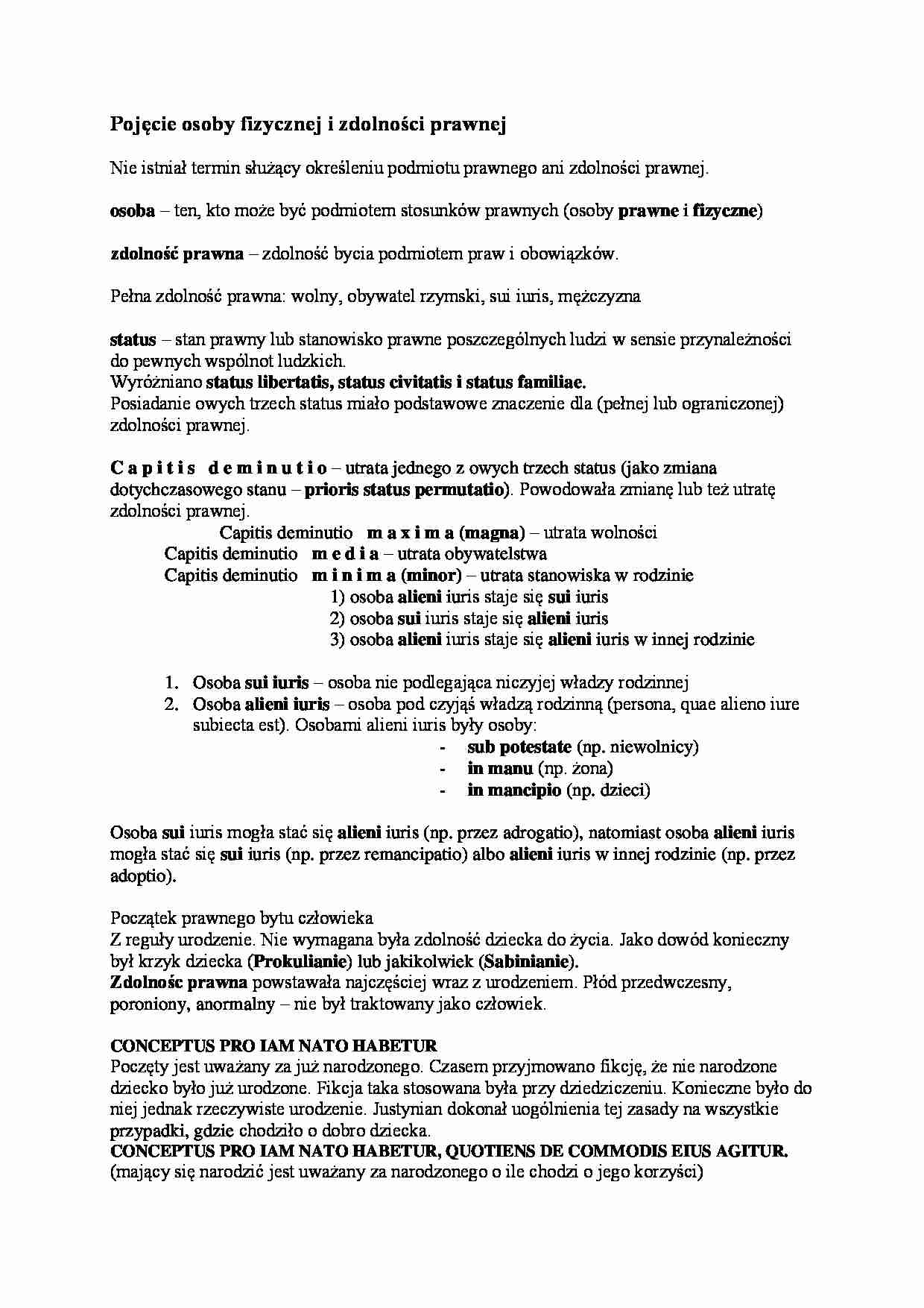 Pojęcie osoby fizycznej i zdolności prawnej. - strona 1