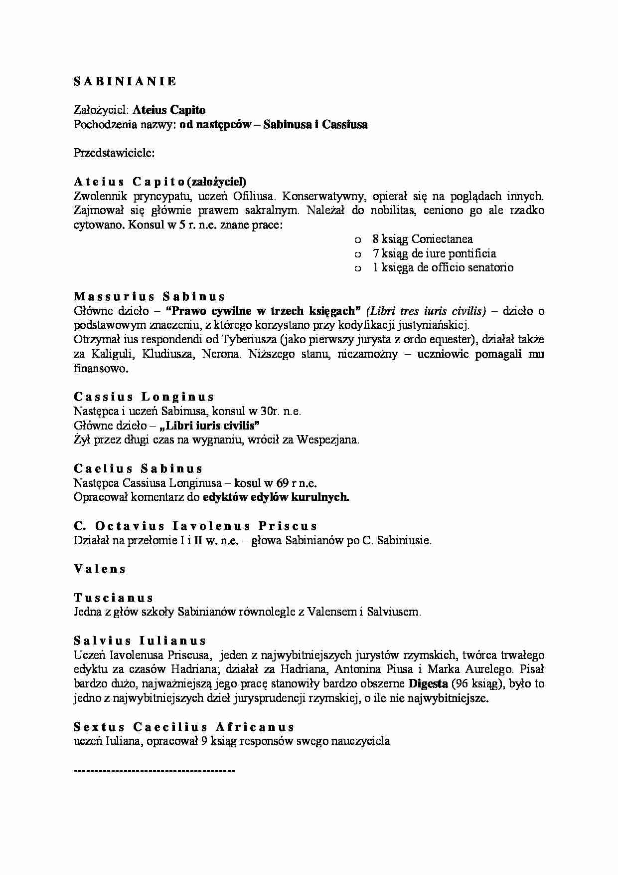 Sabinianie - omówienie. - strona 1