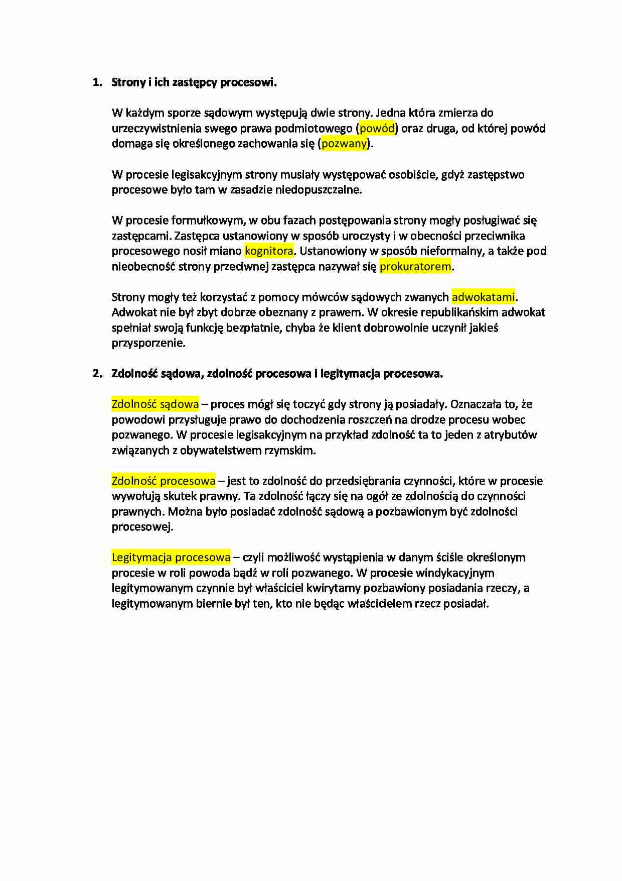 Strony i ich zastępcy procesowi Zdolność sądowa. - strona 1