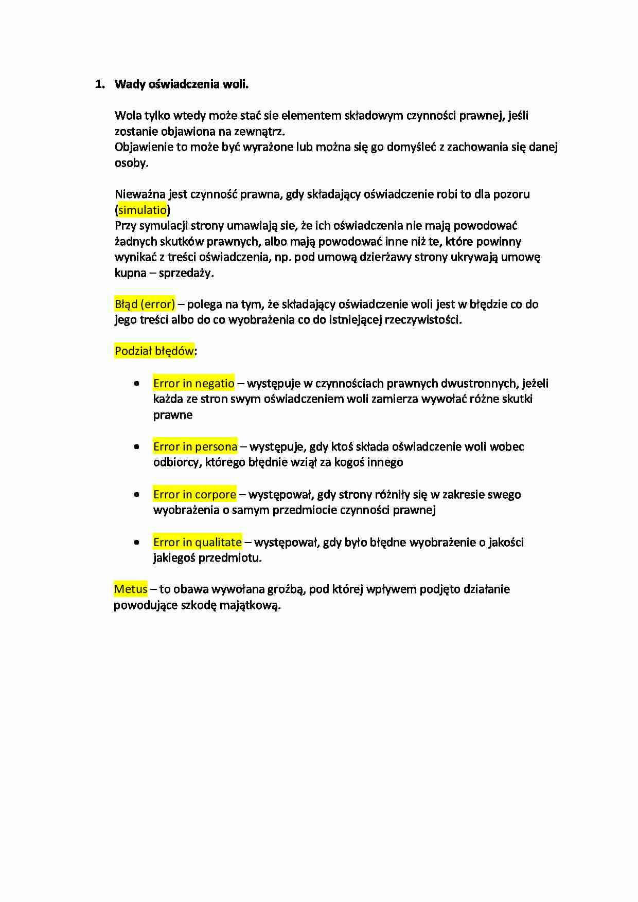 Wady oświadczenia woli. - strona 1