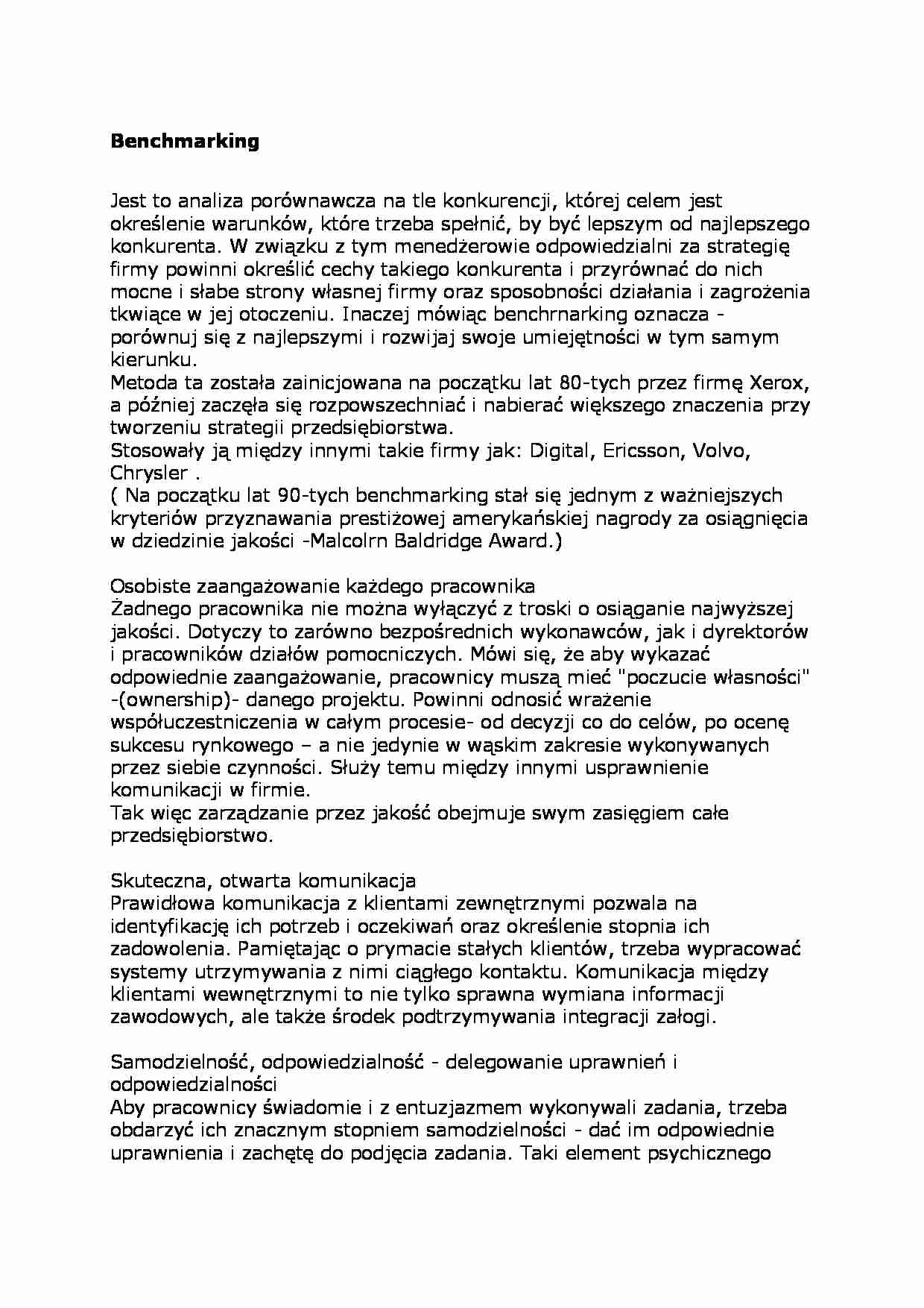 Benchmarking - konkurencja - omówienie - strona 1