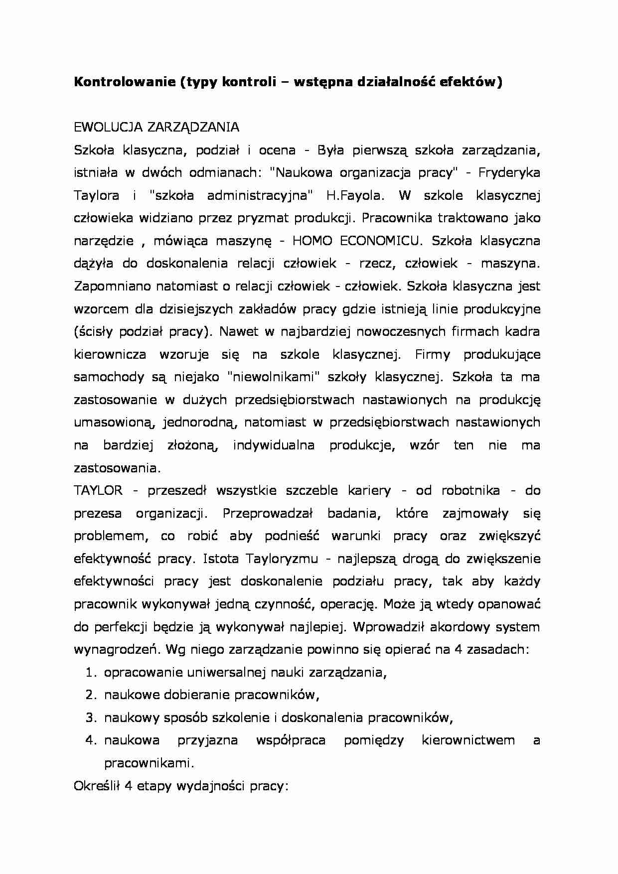 Kontrolowanie - typy i działalność efektów. - strona 1