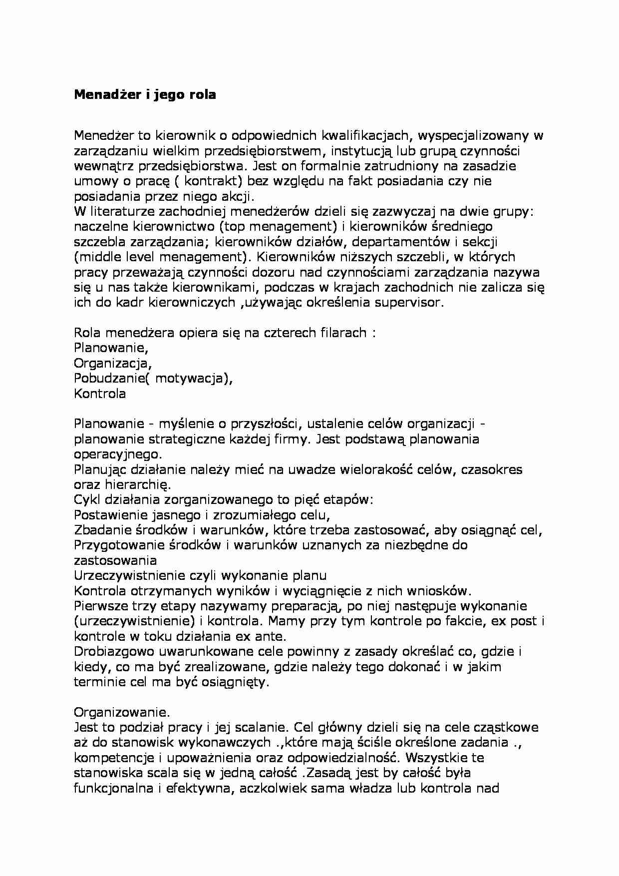 Menadżer i jego rola - strona 1