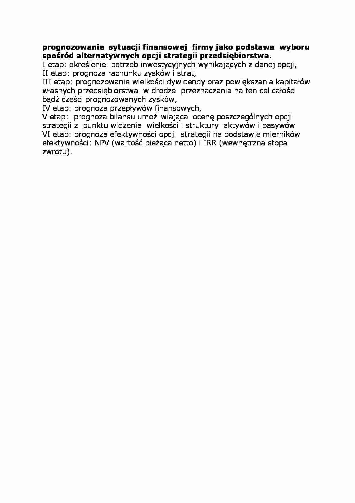 Prognozowanie sytuacji finansowej firmy. - strona 1