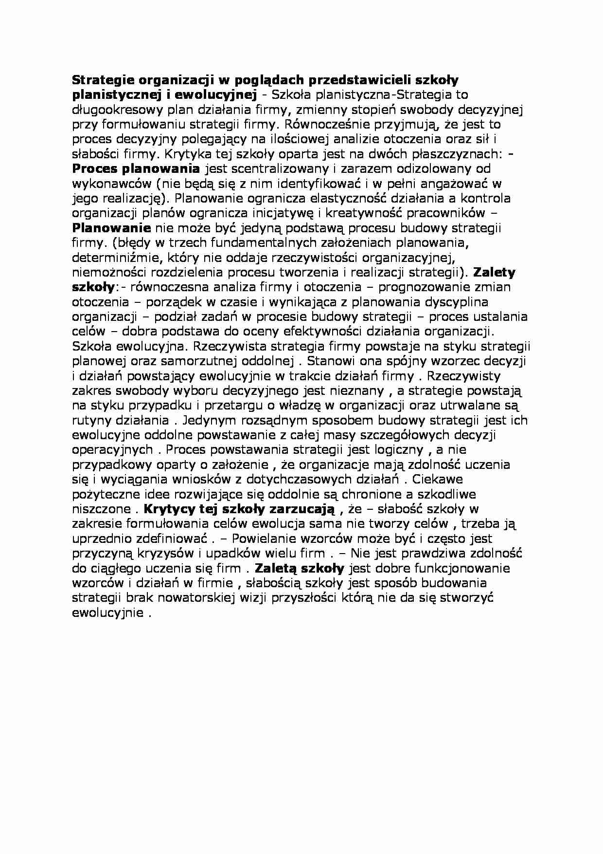 Strategie organizacji - strona 1