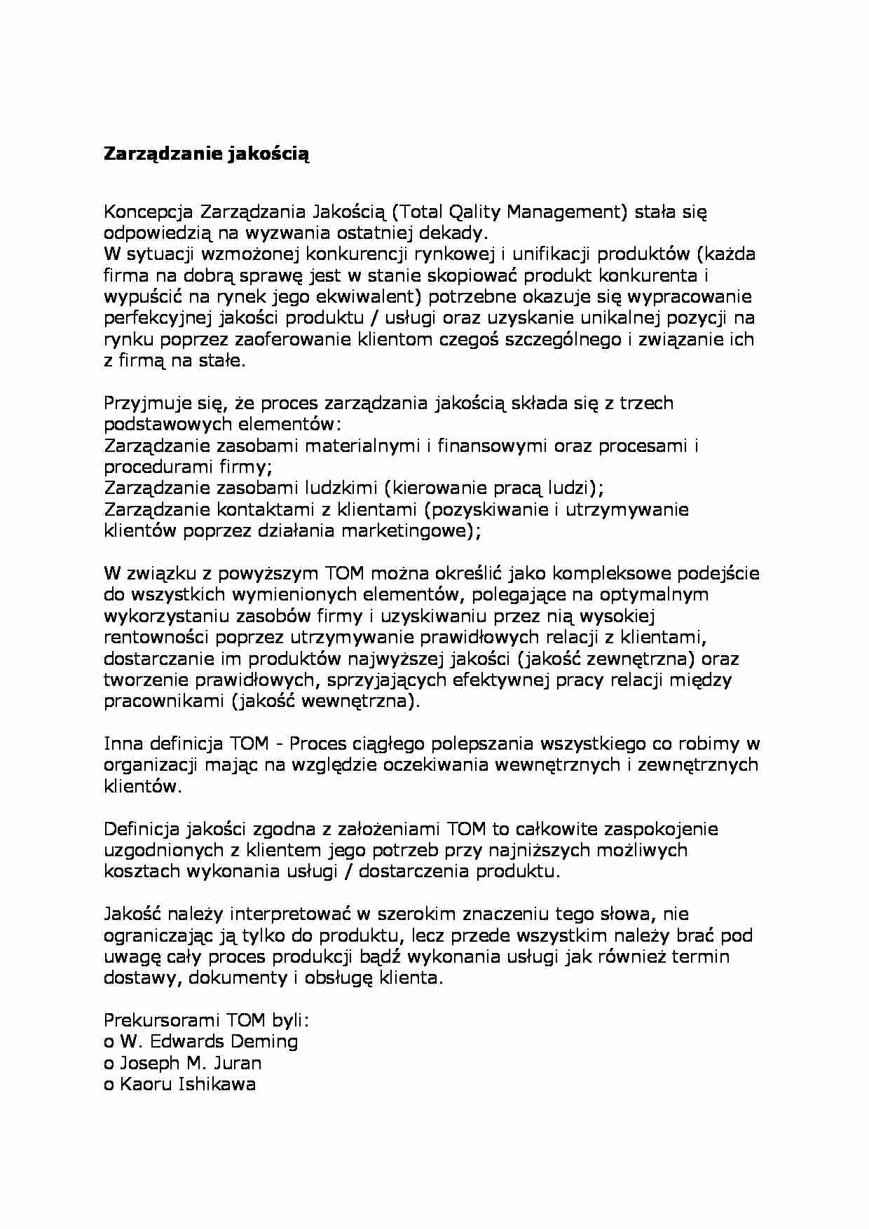 Zarządzanie jakością - strona 1