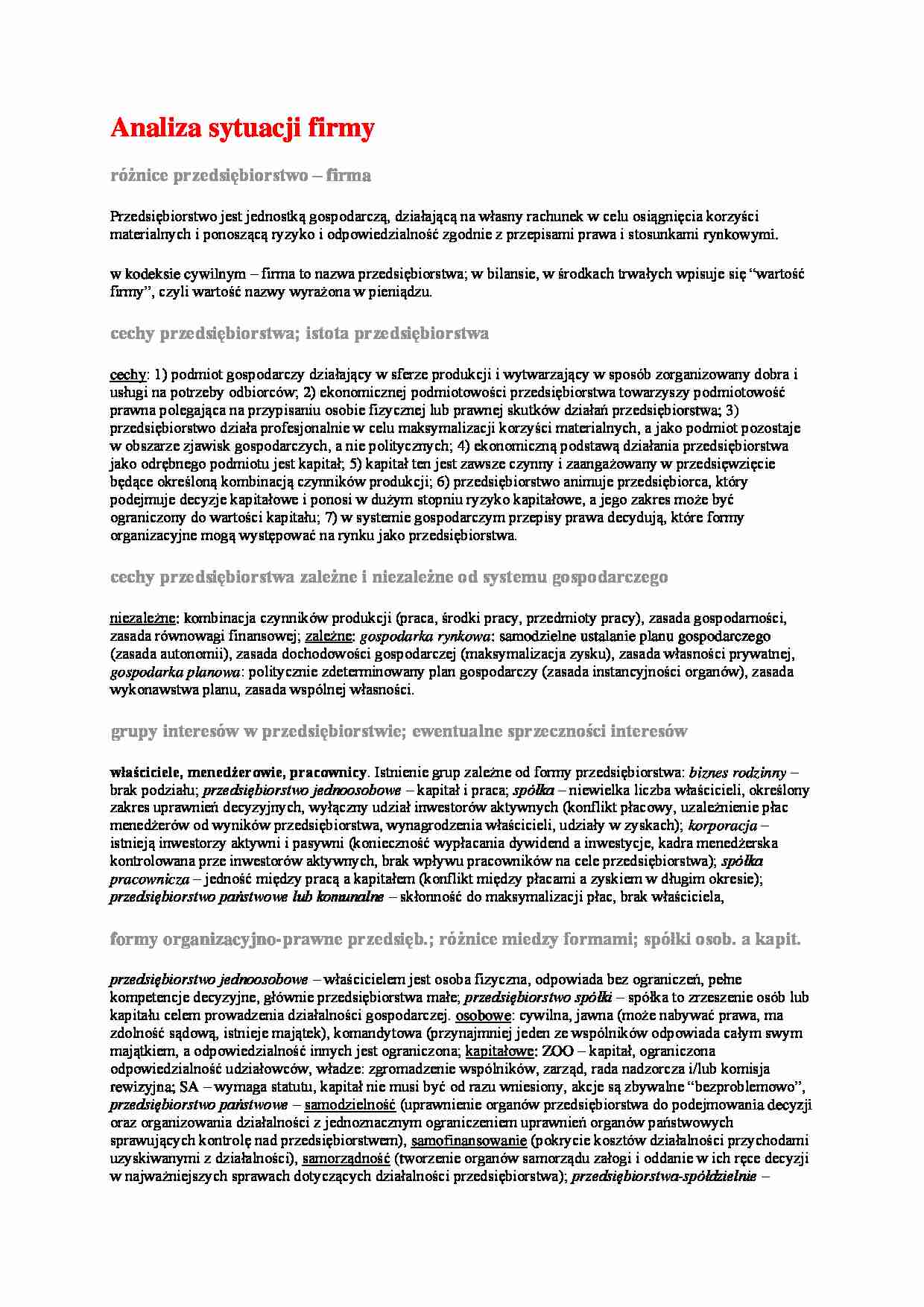 Analiza sytuacji firmy - strona 1