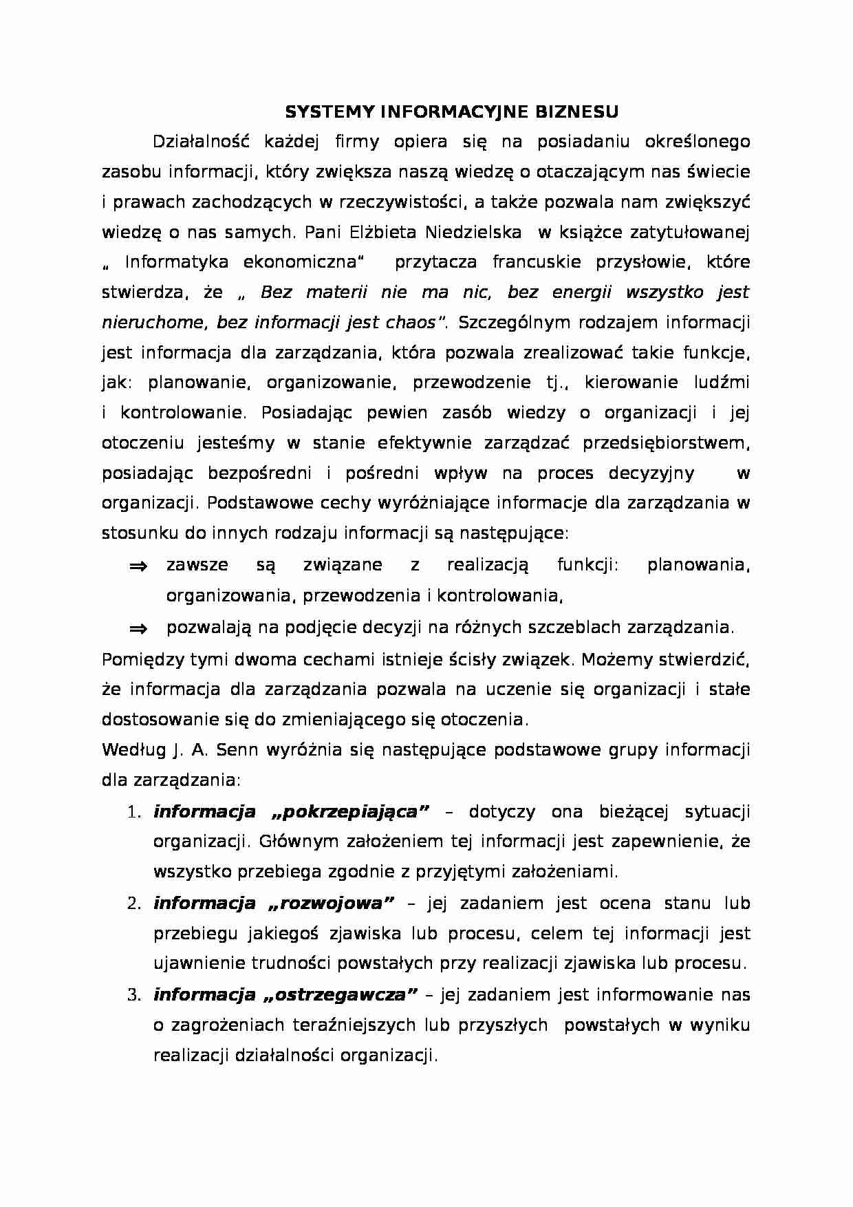 Systemy informacyjne biznesu - strona 1