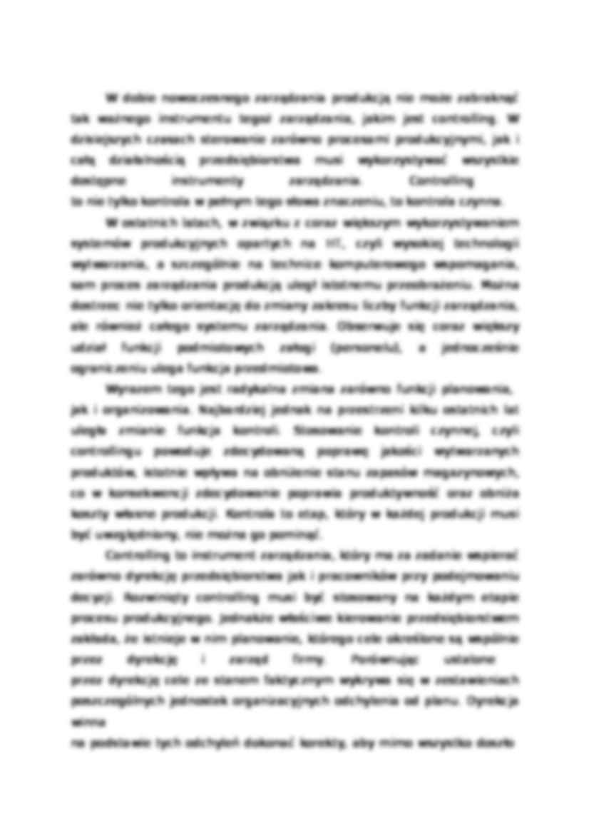 Rola controllingu w zarządzaniu produkcją. - strona 2