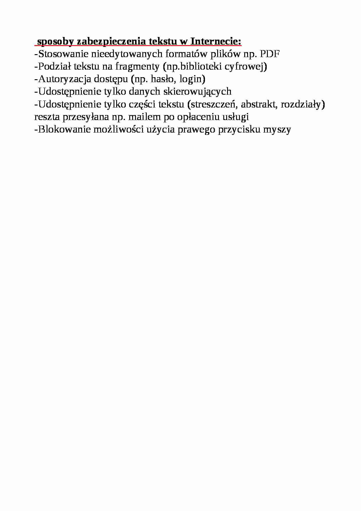 Sposoby zabezpieczenia tekstu w Internecie w skrócie. - strona 1