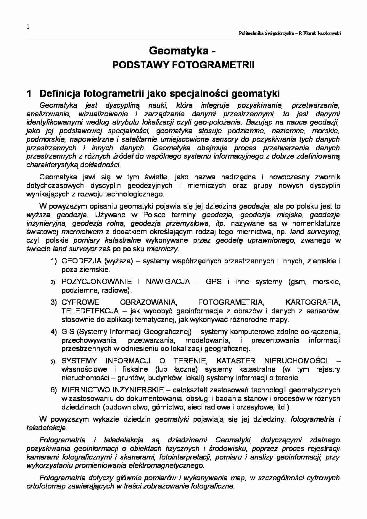 Podstawy fotogrametrii - strona 1