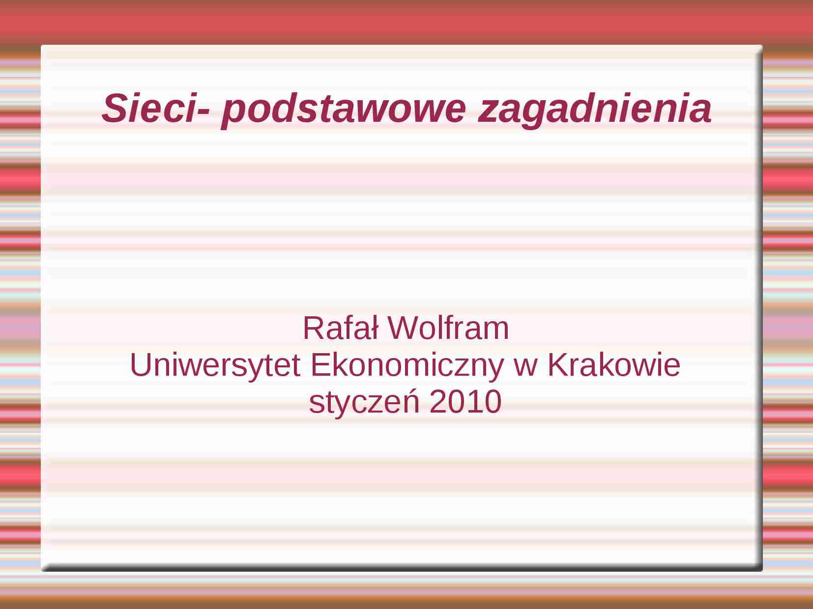 Sieci bezskalowe scale free networks referat - strona 1