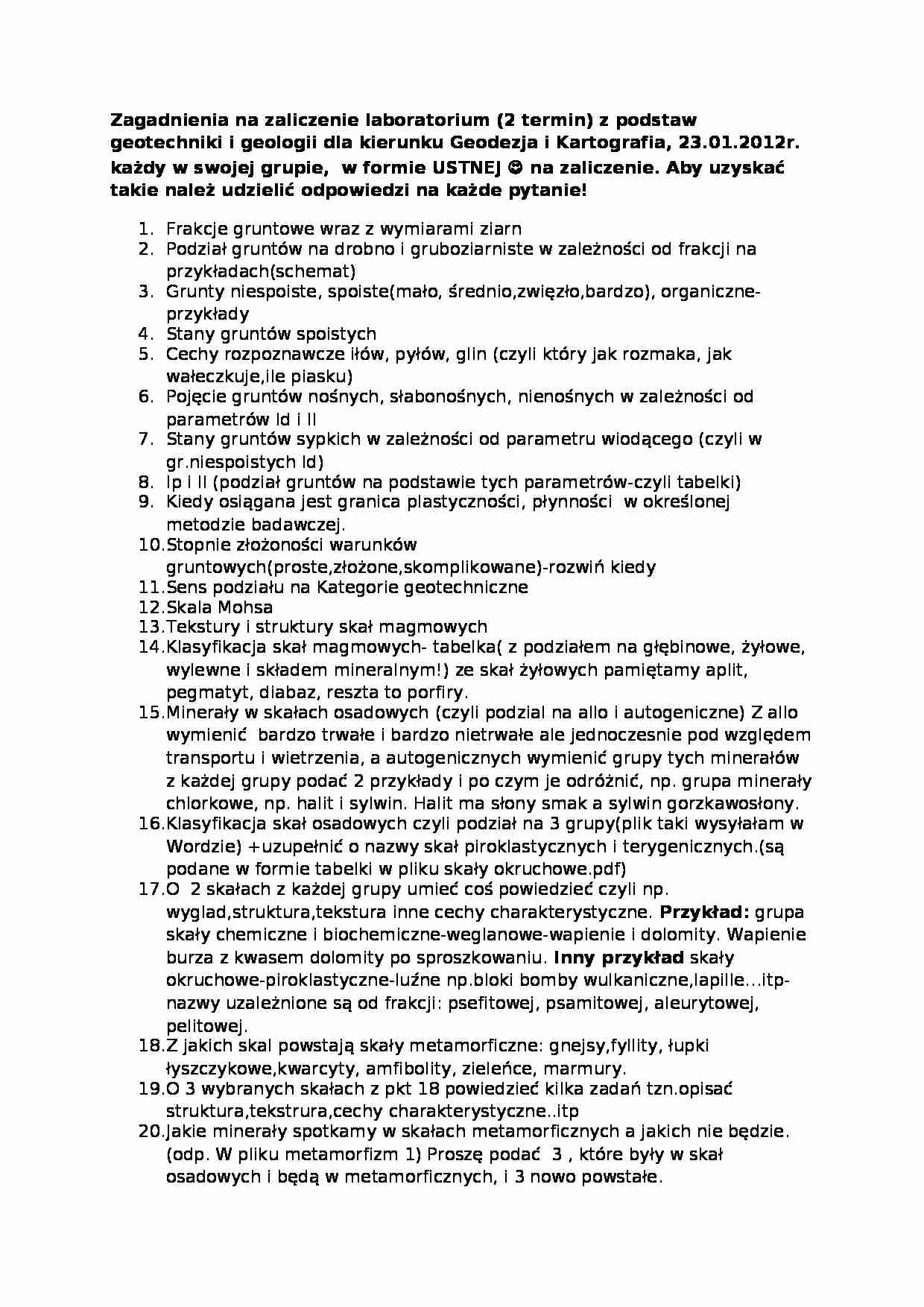 Zagadnienia na zaliczenie laboratorium - strona 1