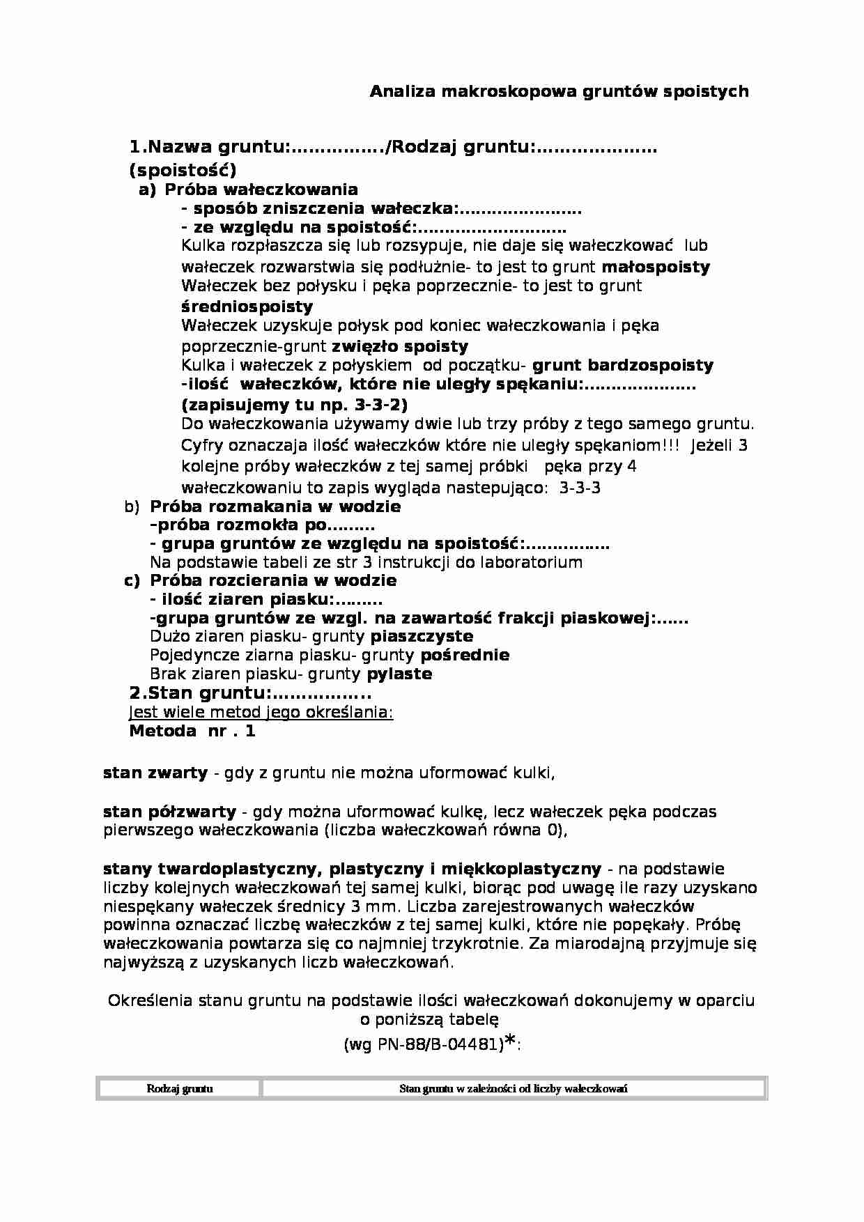 Analiza makroskopowa gruntów spoistych - strona 1