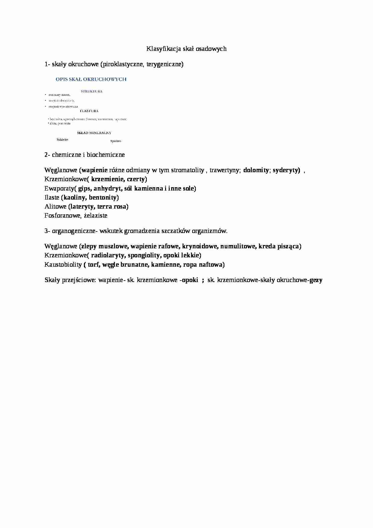 Klasyfikacja skał osadowych - strona 1