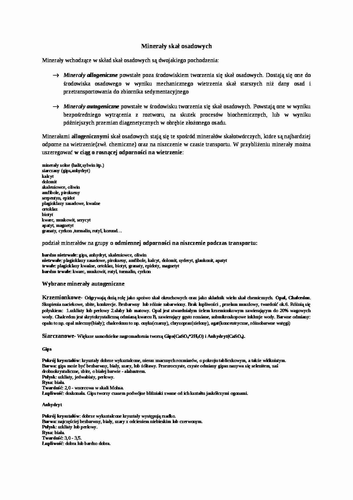 Minerały skał osadowych - strona 1