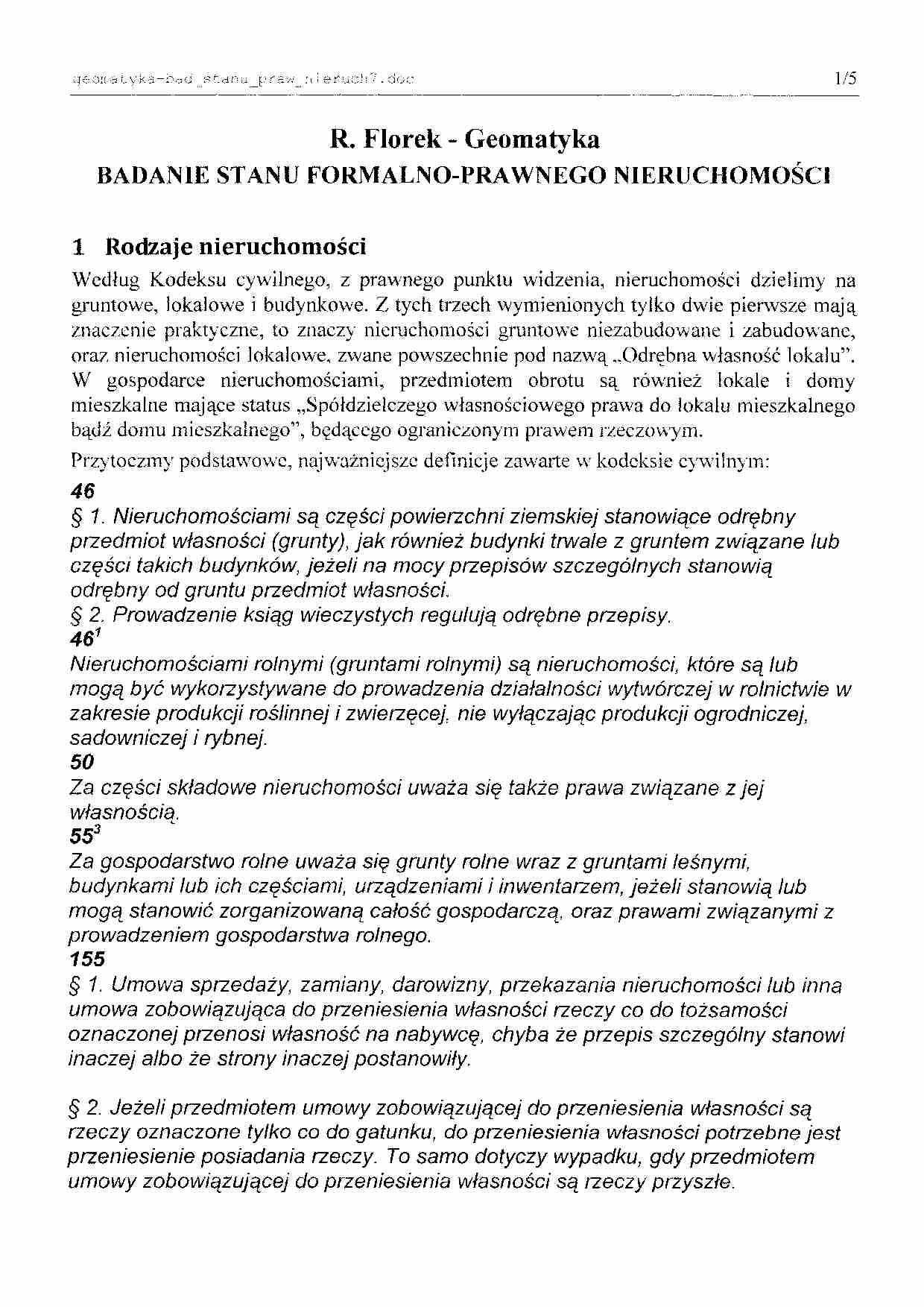 Badanie stanu formalno-prawnego nieruchomości - strona 1