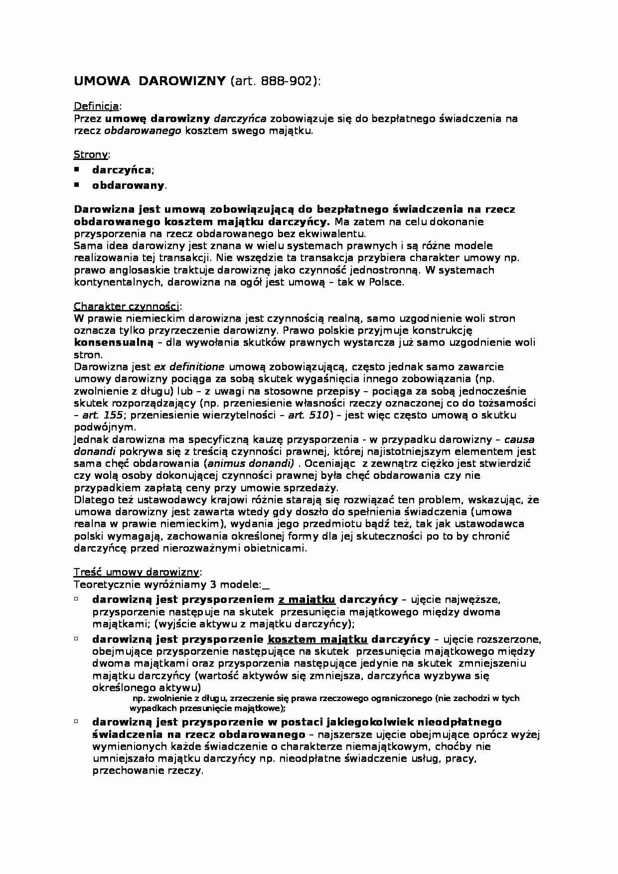 Darowizna - opracowanie, prawo - strona 1