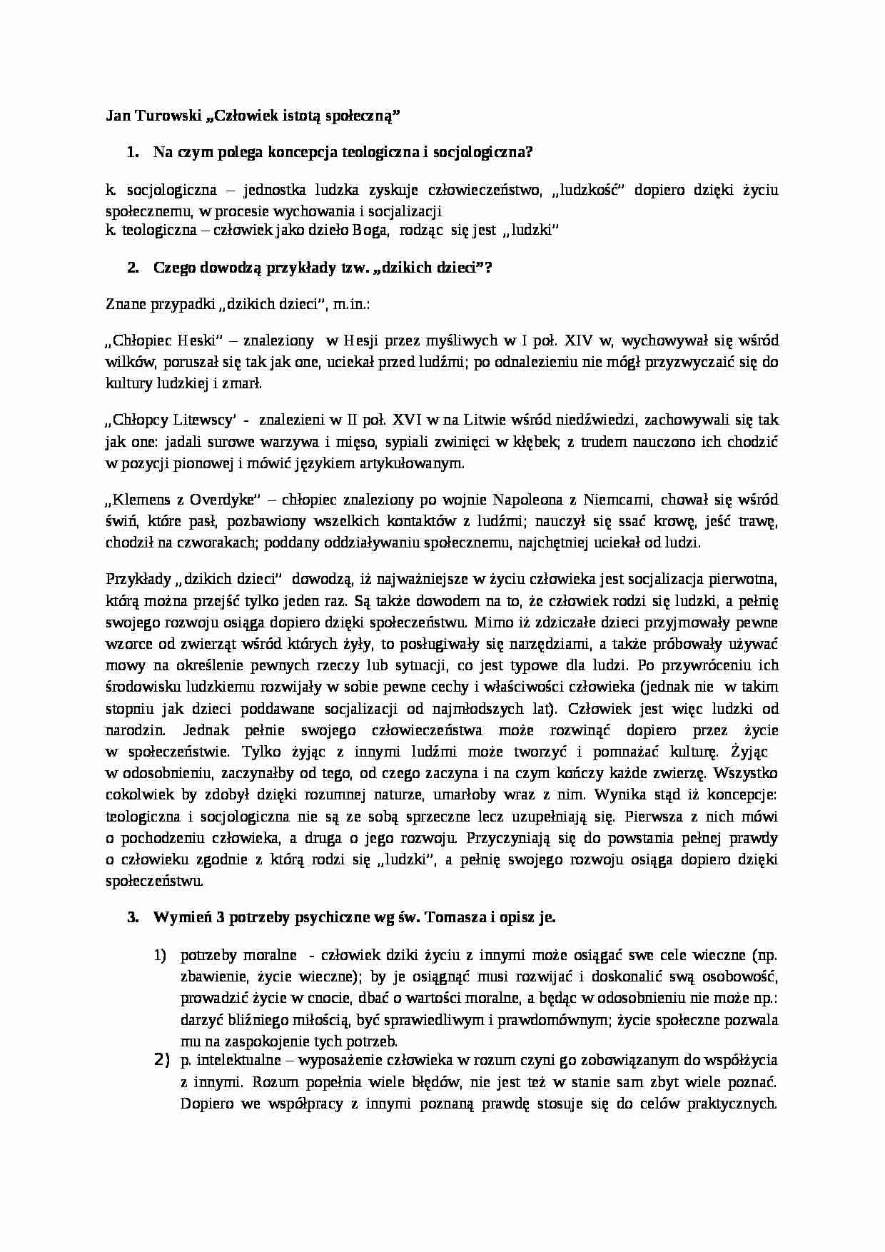 Człowiek istotą społeczną-opracowanie - strona 1