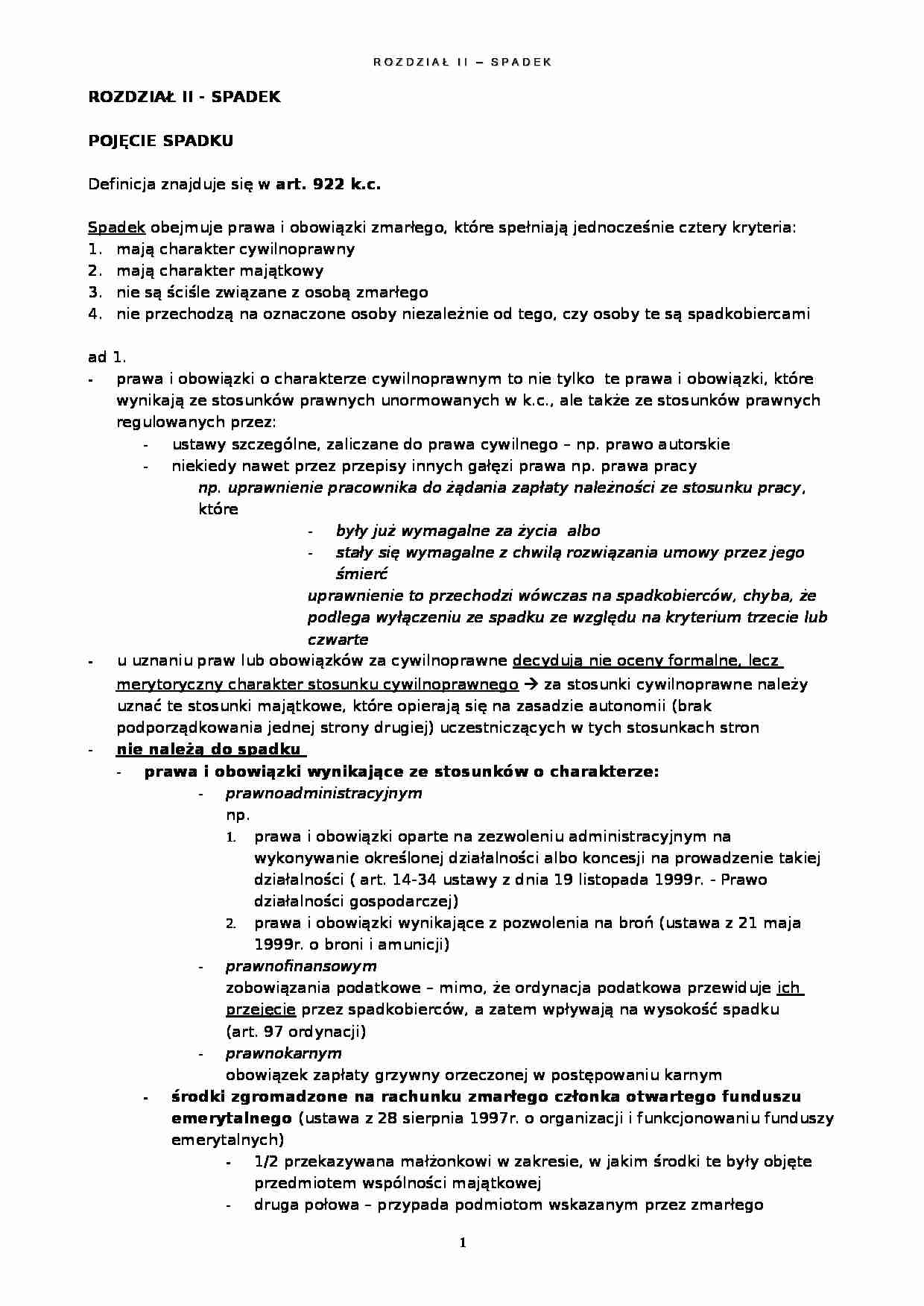 II - spadek - strona 1