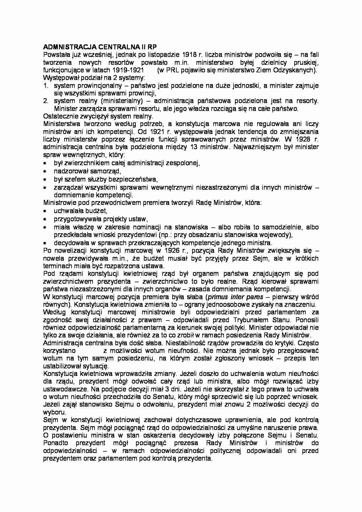 Administracja centralna II RP - strona 1
