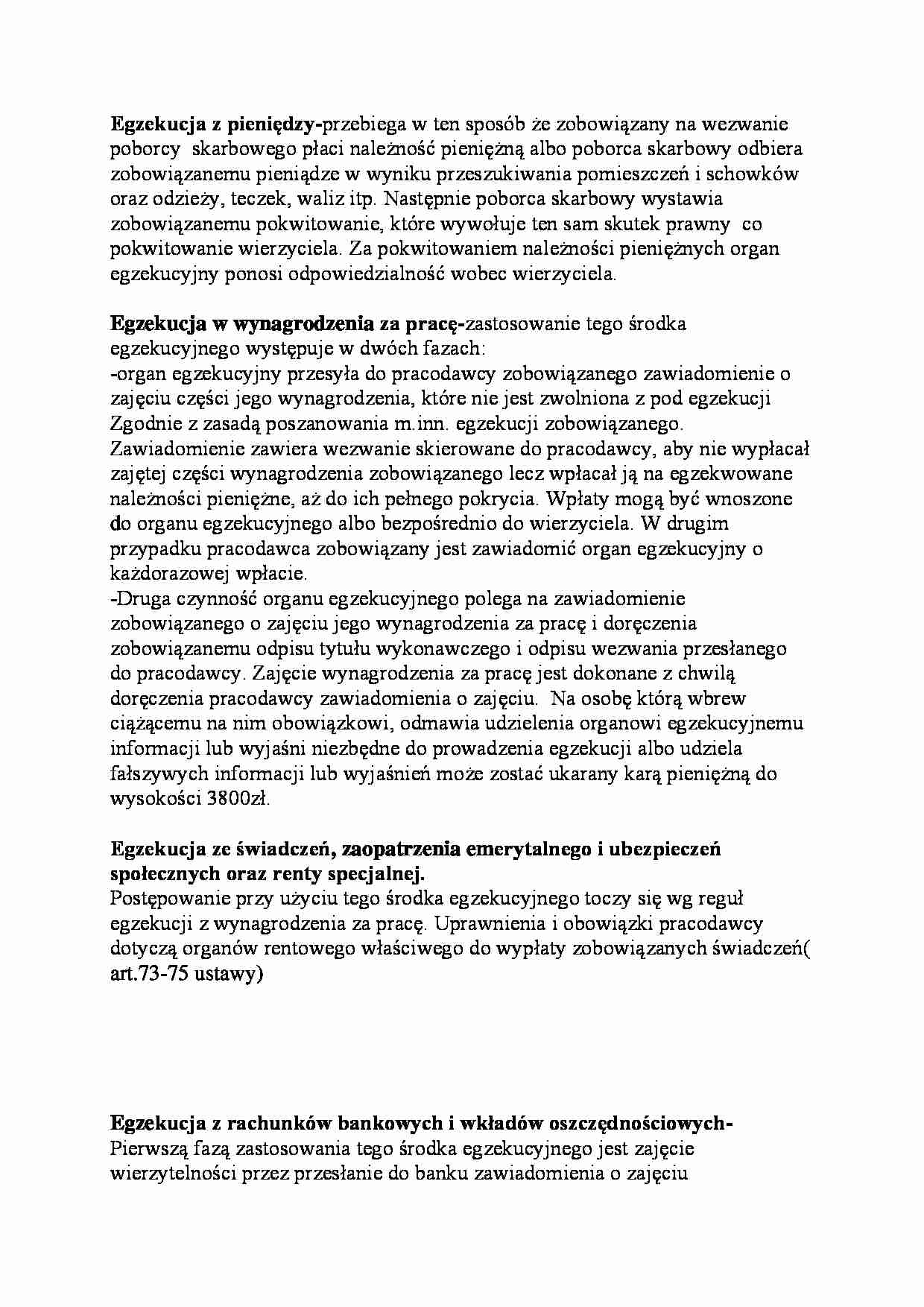 Egzekucja z pieniędzy, wynagrodzenia za pracę, rachunkw bankowych, ruchomości i nieruchomości - strona 1