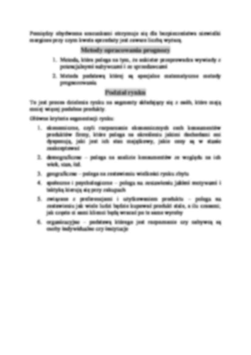 Metody ilościowe oceny rynku, prognoza i podział rynku - strona 2