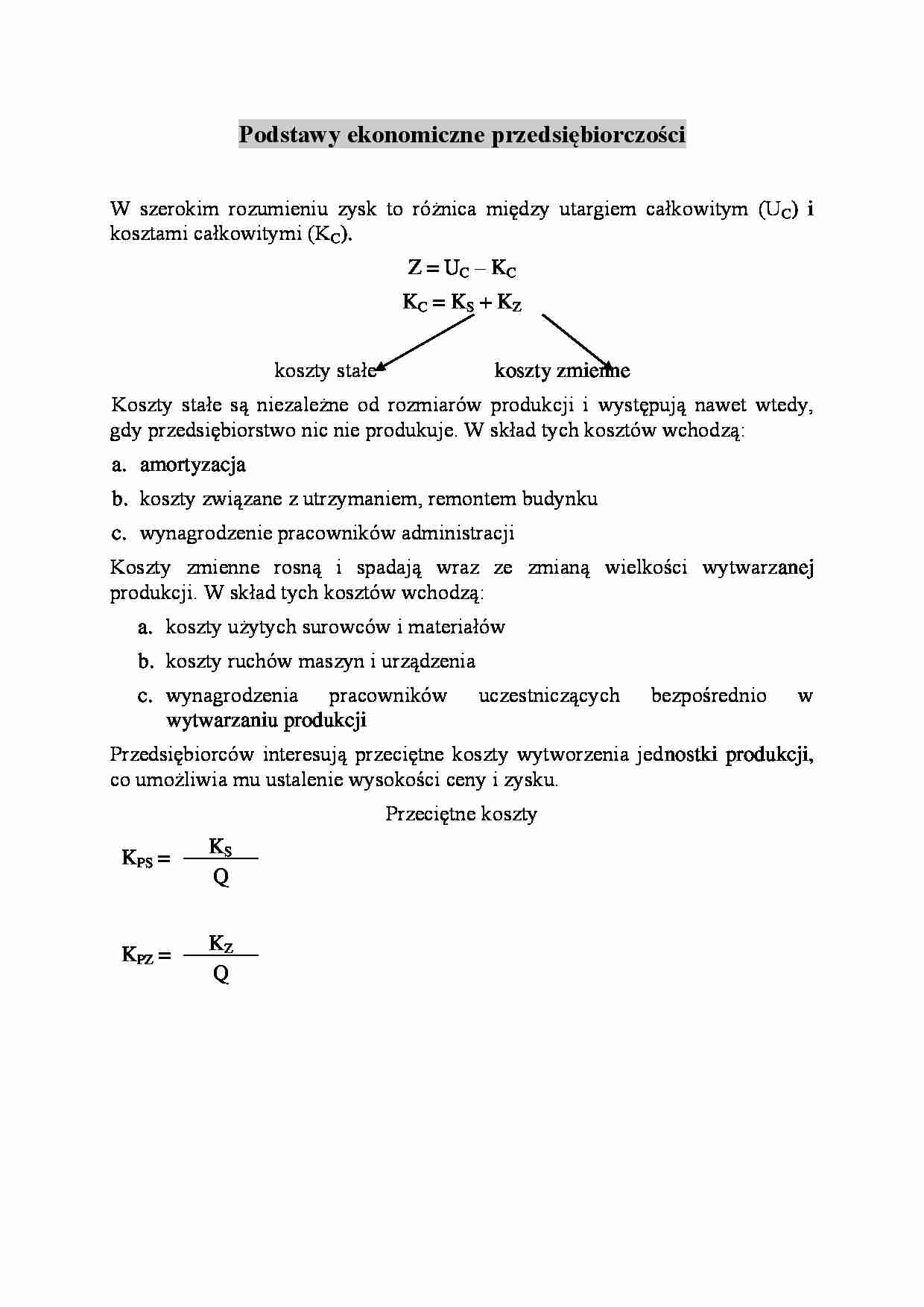 Podstawy ekonomiczne przedsiębiorczości - strona 1