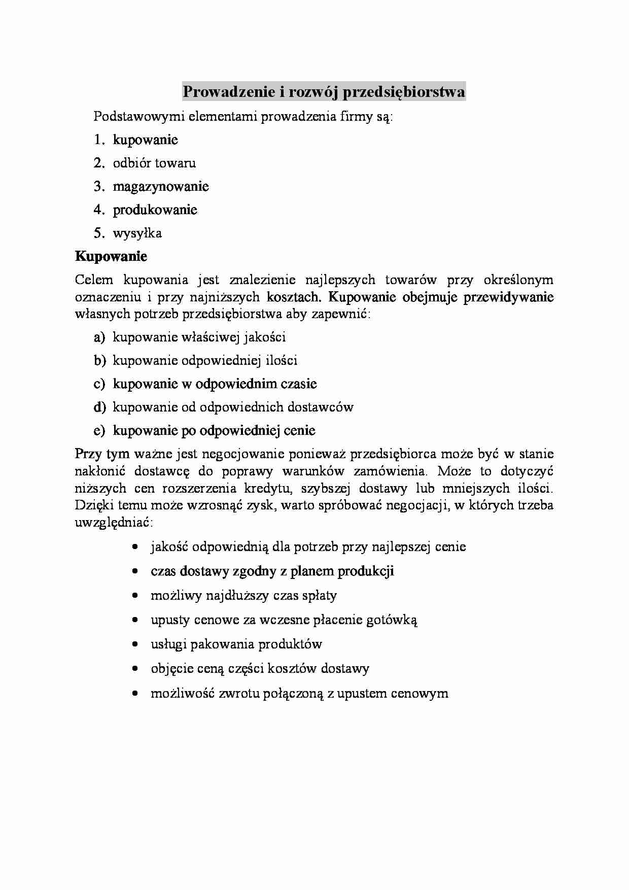 Prowadzenie i rozwój przedsiębiorstwa - strona 1