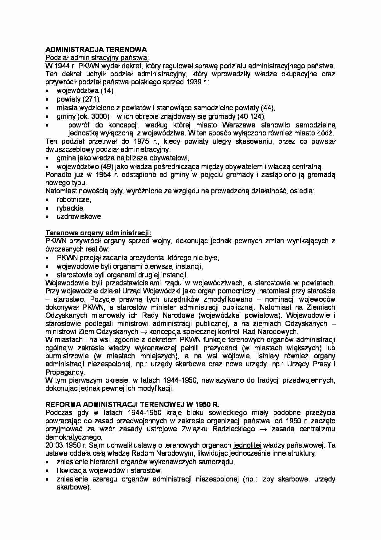 Administracja terenowa i jej reforma w 1950 roku - strona 1