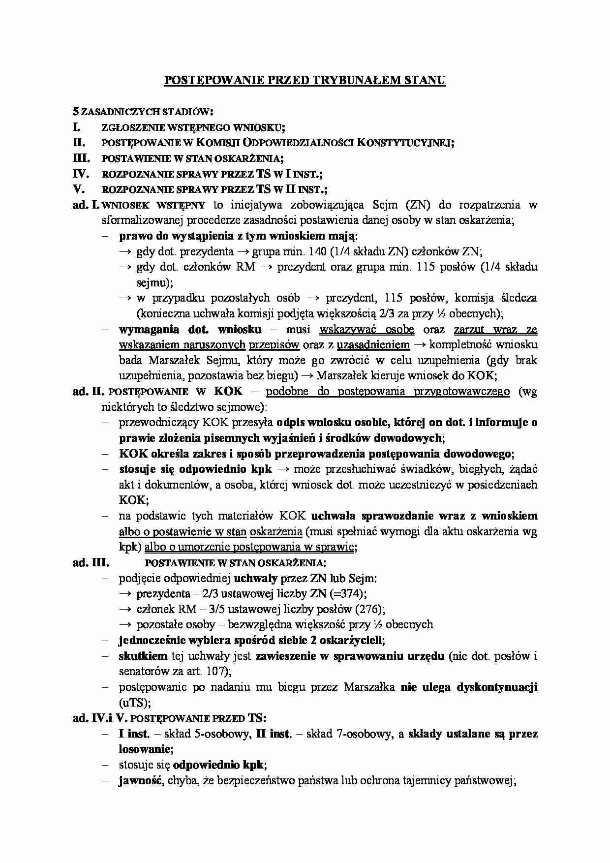 Postępowanie przed Trybunałem Stanu - strona 1