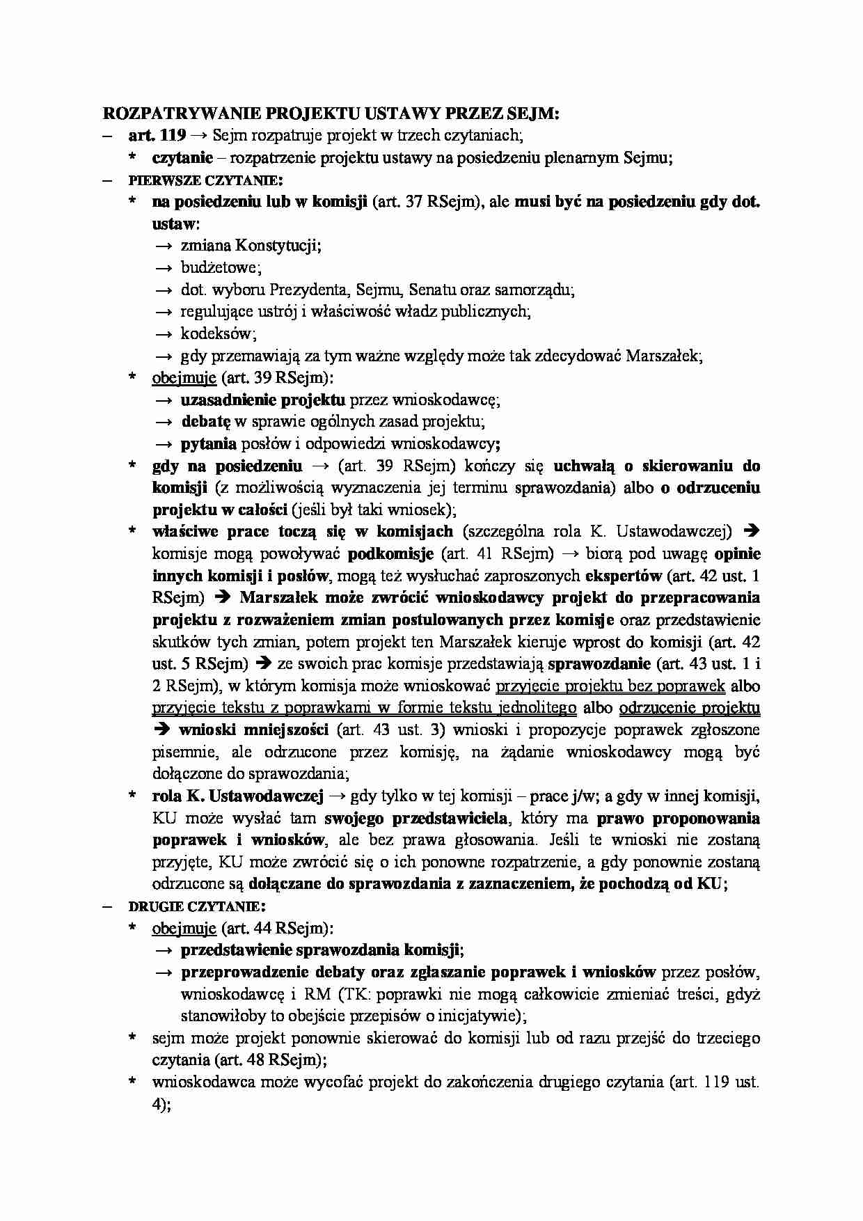 Rozpatrywanie projektu ustawy przez Sejm i Senat - strona 1