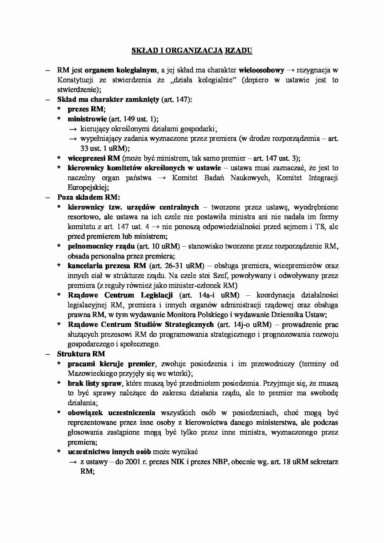 Skład i organizacja rząduu - strona 1